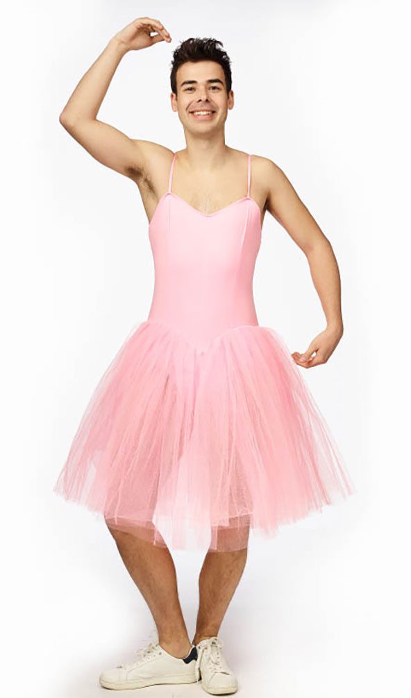 Karneval-Klamotten Kostüm Junggesellenabschied Ballerina rosa Herren JGA, Ballerinakleid Männer Karneval Party Outfit Herrenkostüm