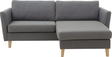 ATLANTIC home collection Ecksofa Mailo L-Form, mit Seitentaschen, Recamiere beidseitig montierbar, Massivholzfüße