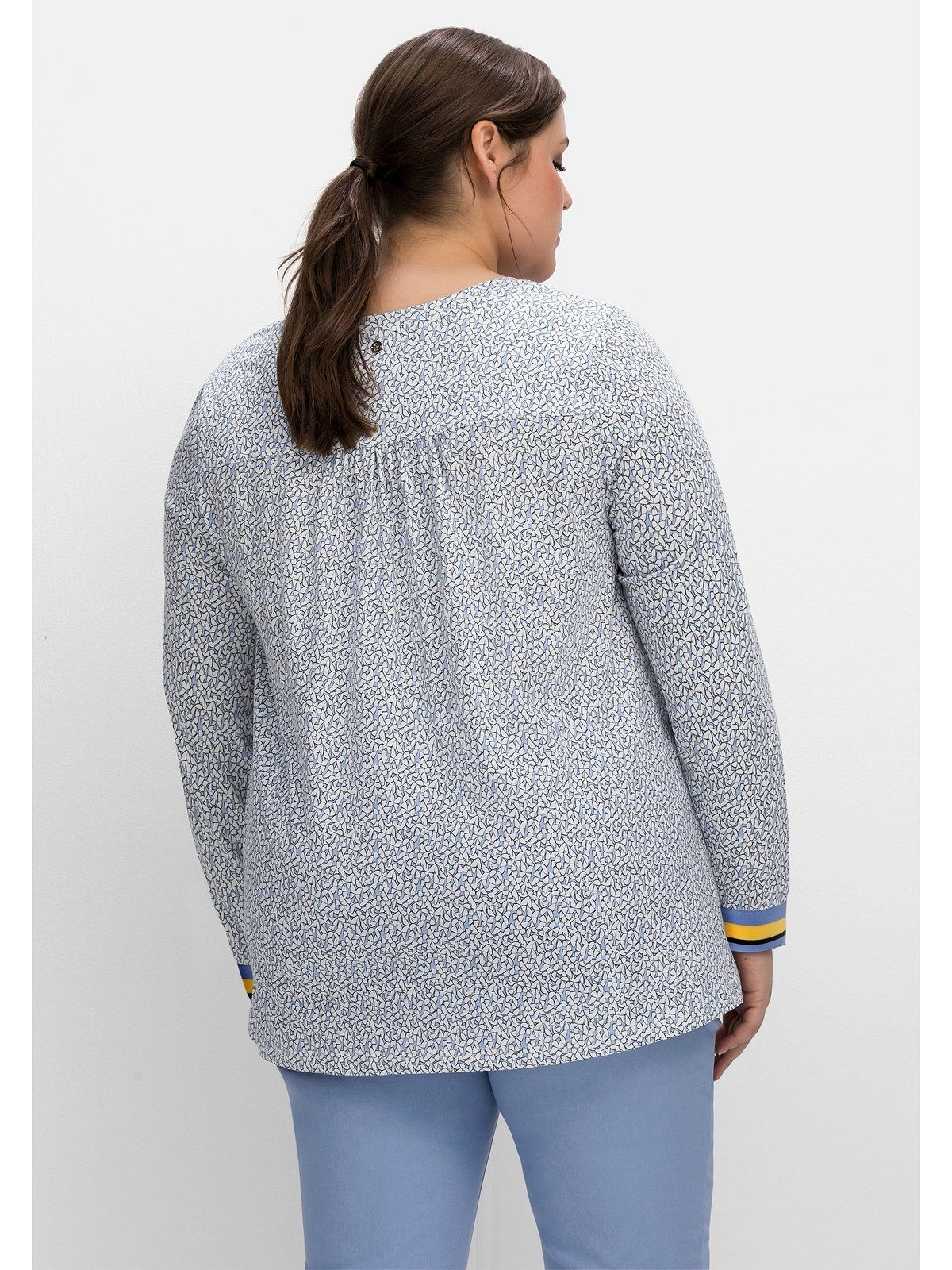 Größen in Sheego A-Linie, Minimal-Alloverdruck Große Langarmshirt mit