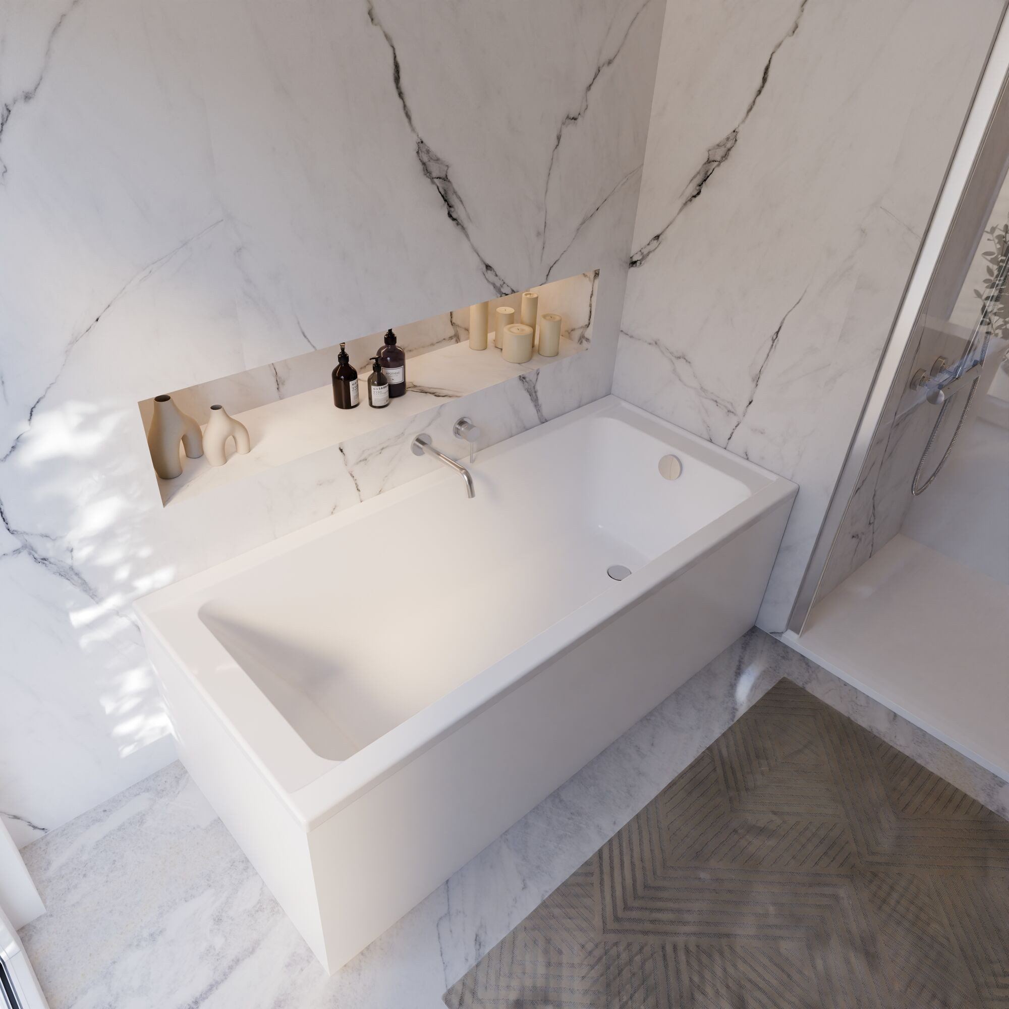 Schulte Badewanne Rechteck Como, 170x70 cm Sanitäracryl Weiß Komplett-Set mit Fußgestell und Ablauf