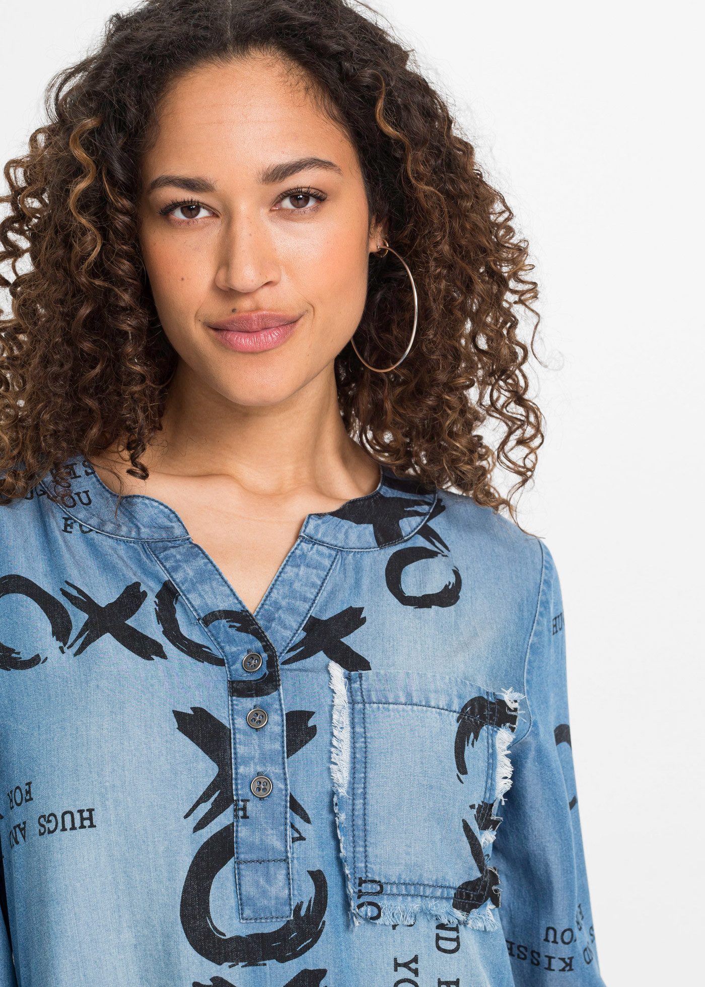bonprix Midikleid für Frühjahr und Sommer, Jeanskleid, aus Lyocell (TENCEL)