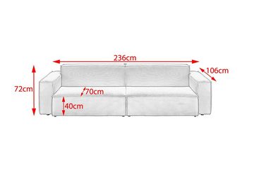 KAWOLA Sofa SAMU, Feincord 2-Sitzer od. 3-Sitzer versch. Farben