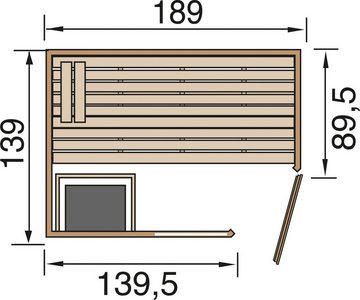 weka Sauna VALIDA Eck, BxTxH: 189 x 139 x 203,5 cm, 38 mm, inkl. Ofen und digitaler Steuerung, GTF, inkl. BioS 7,5, EO