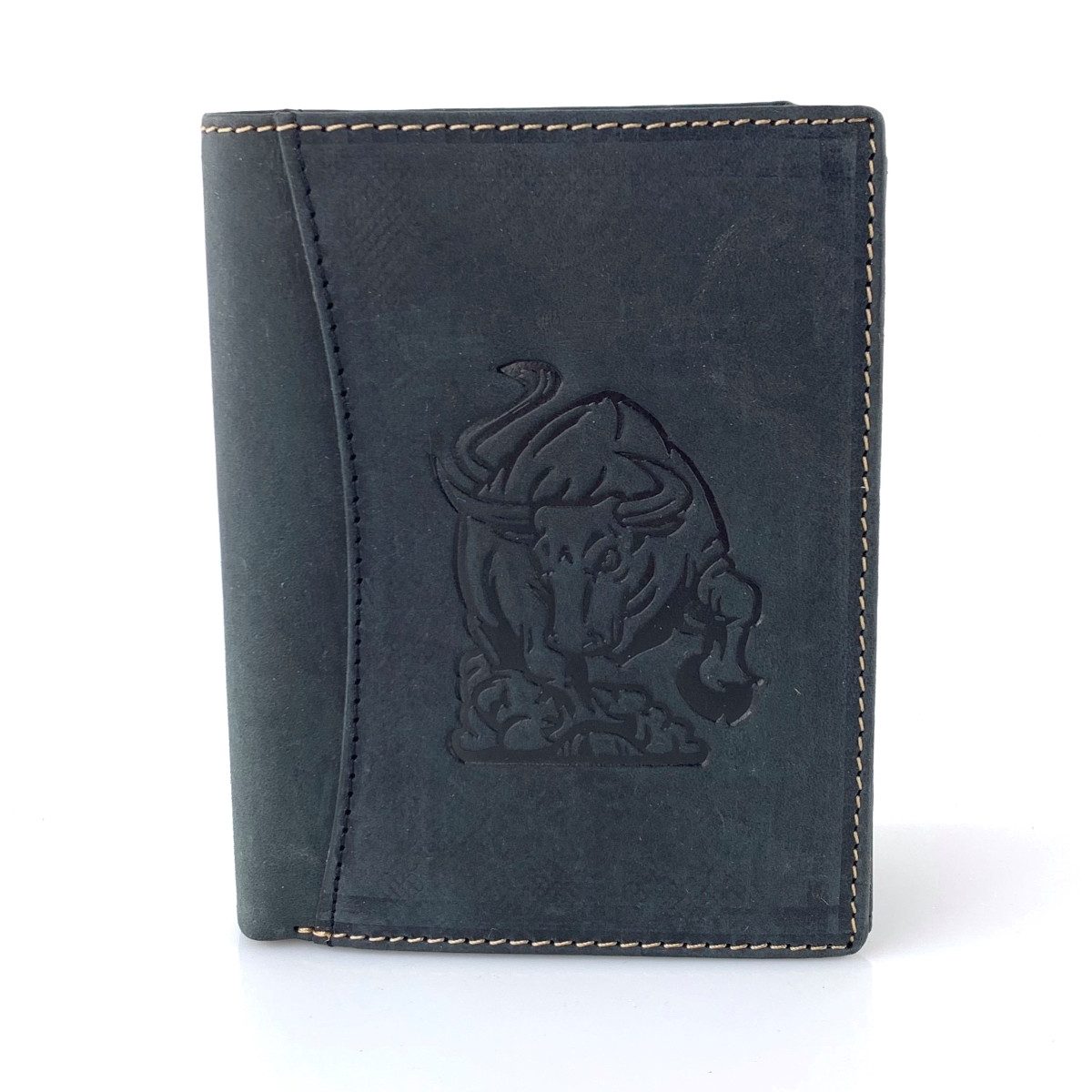 L&B Geldbörse Büffelleder Portemonnaie, integrierter RFID-Schutz >2395-Bull<, Stier, Münzfach & Scheinfach + 11 Kartenfächer & 3 Sichtfächer