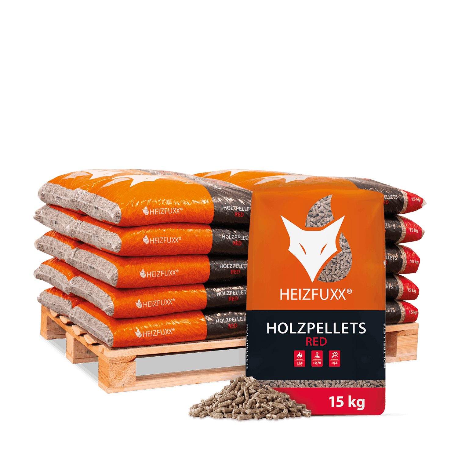 HEIZFUXX Holzpellets Red, 300 kg, (Palette, 20-St)
