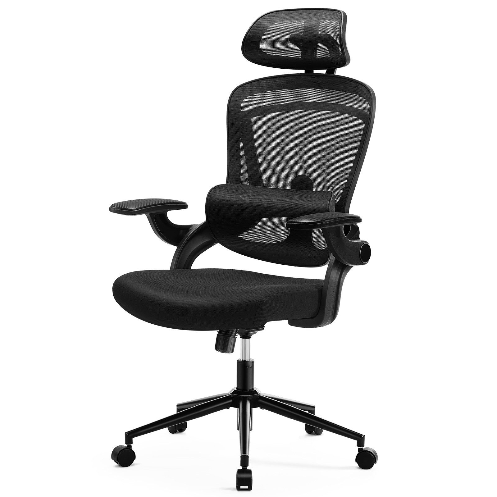 ANYSUN Bürostuhl Ergonomisch Schreibtischstuhl bis 125 kg (Verstellbare Kopfstütze, atmungsaktiver Mesh-Bezug), Rücken- und Taillenstütze, Neigung fixierbar bei 90°
