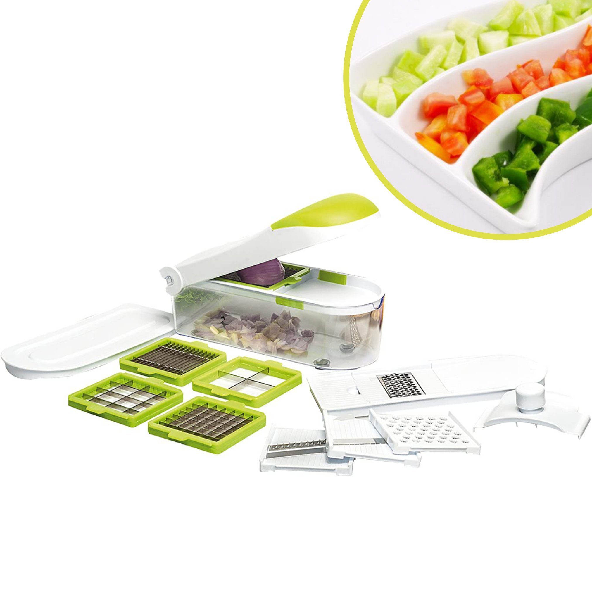 Best Direct® Gemüseschneider Dicer Express®, 0 W, Obstschneider multifunktional, Multischneider 1,45 Liter