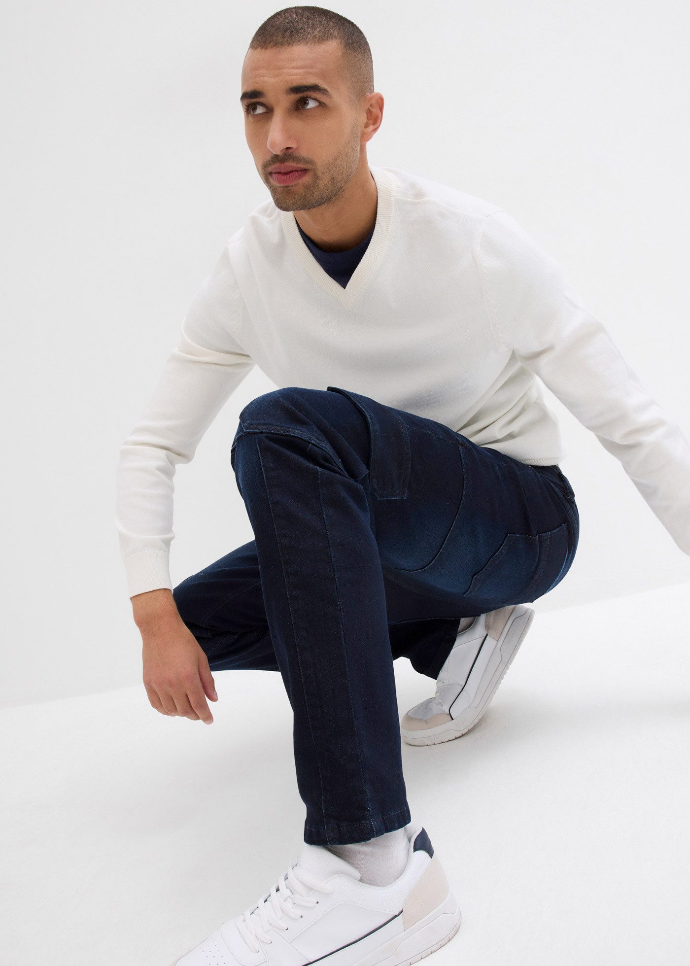 bonprix Cargojeans Slim Fit, aus Baumwolle und Elasthan, mit gewaschener Optik