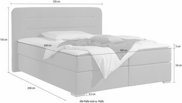 Home affaire Boxspringbett Manchester, 5 Breiten, 3 Ausführungen, 2 Härtegraden, Topper, Steppung