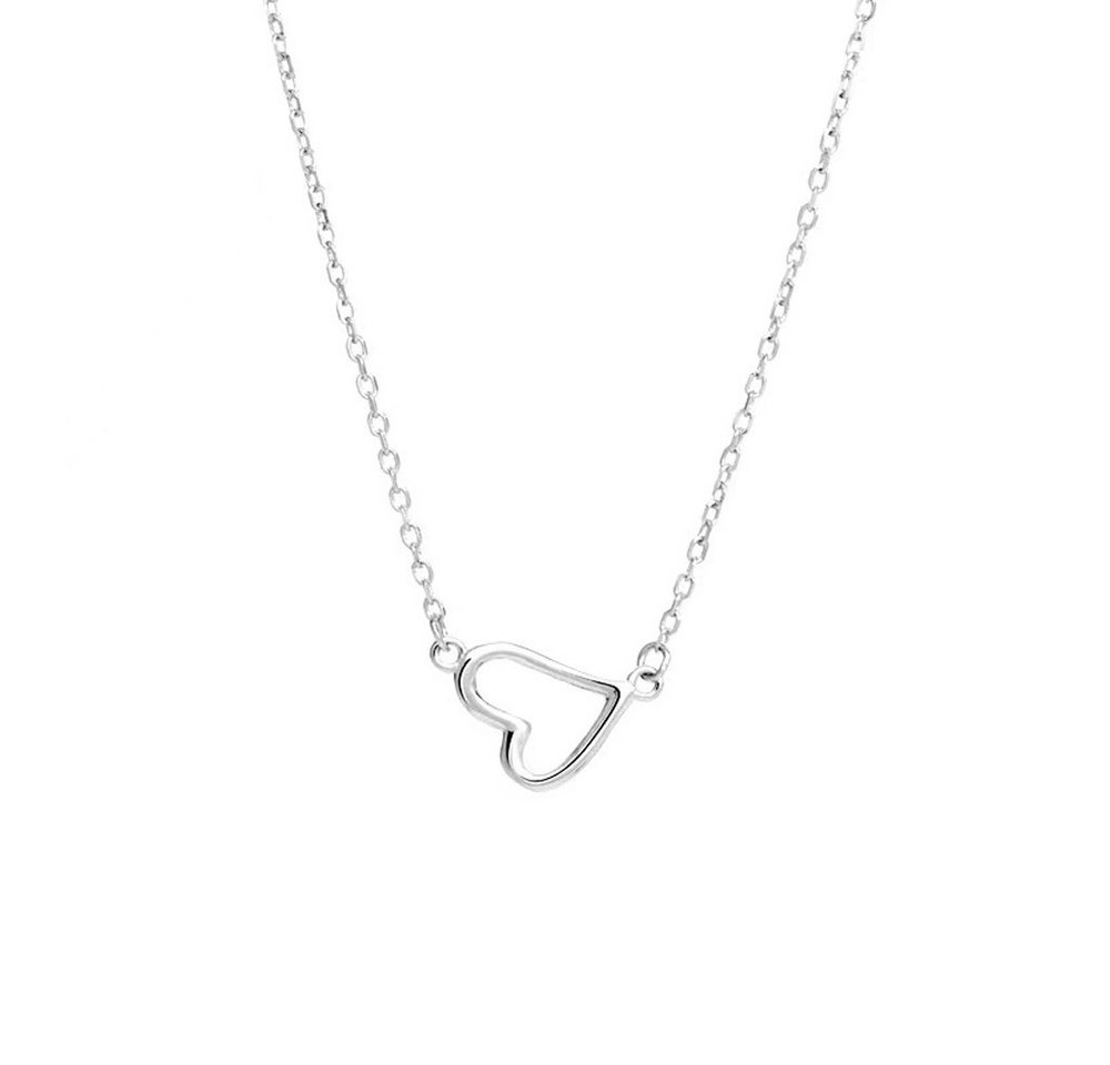 Runde Perlé Kette mit Anhänger Minimalistische Halskette mit quer Herz, handgefertigte Halskette, 925er Silber, 18K Gold
