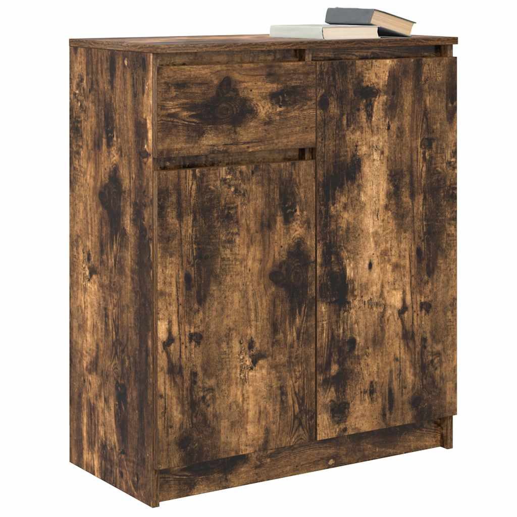 vidaXL Sideboard Sideboard mit Schublade Räuchereiche 71x35x84 cm Holzwerkstoff (1 St) – Bild 4 von 5