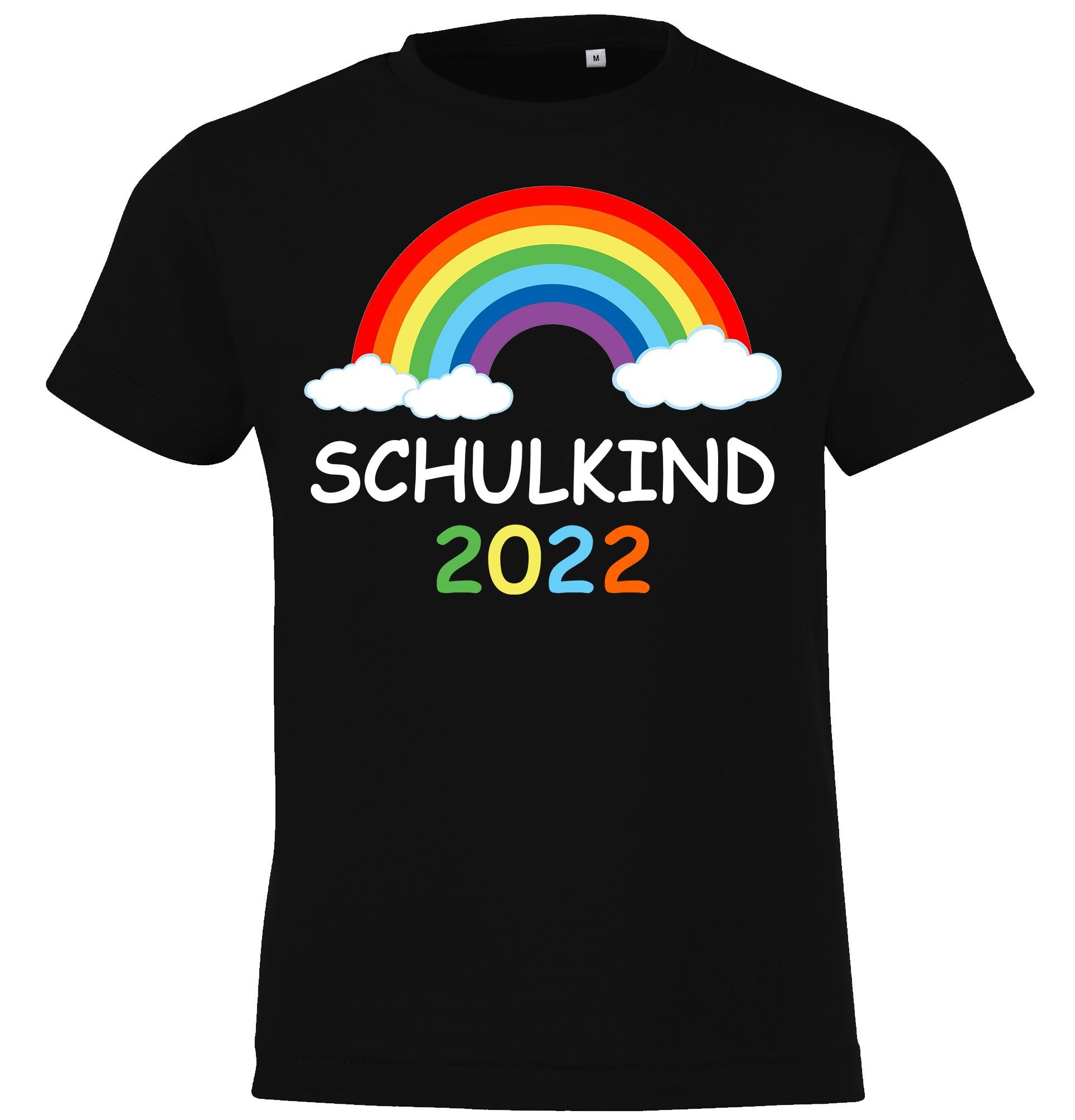 Youth Designz T-Shirt Schulkind 2022 Kinder Shirt mit süßem Regenbogen Frontaufdruck Schwarz