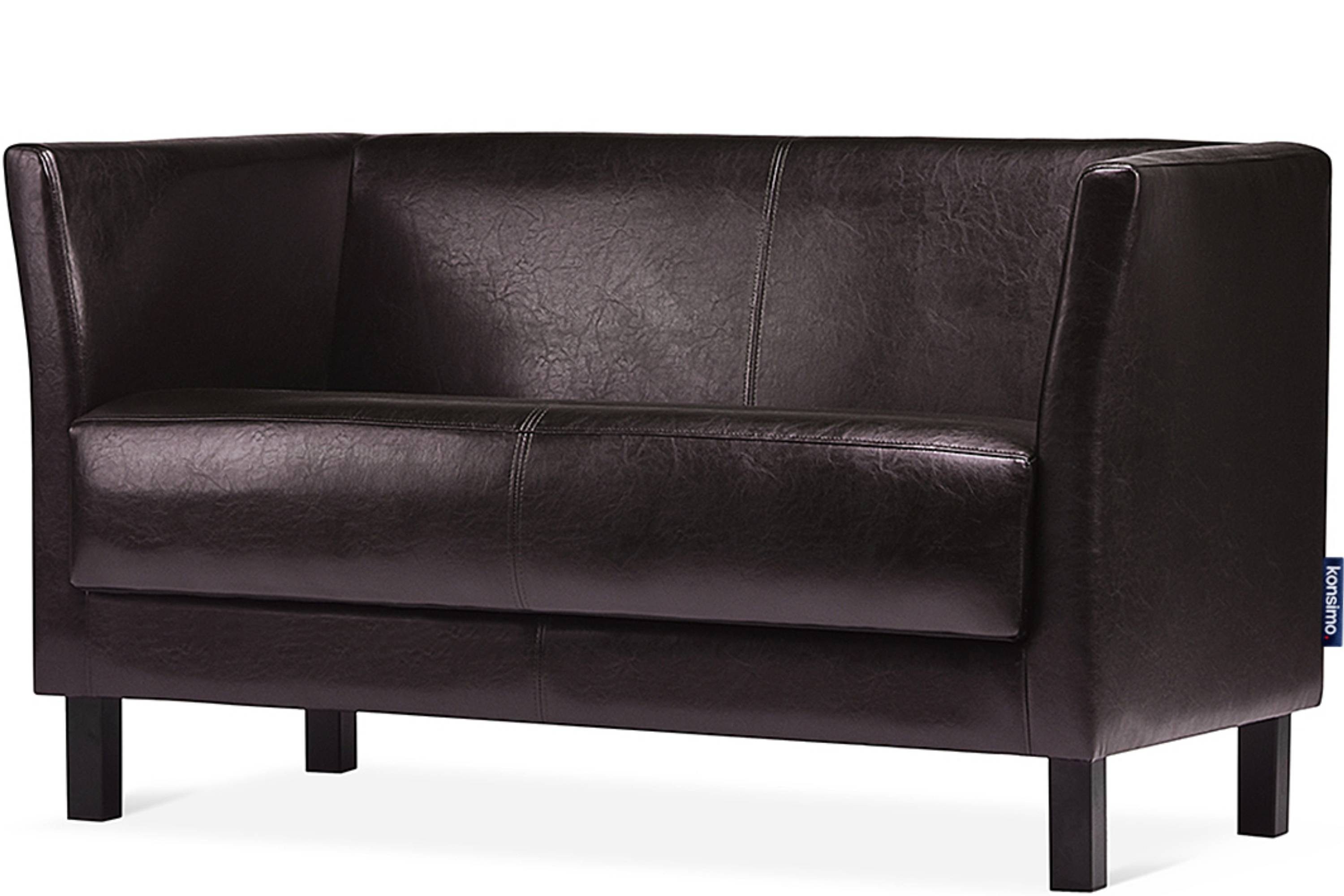 hohe Kunstleder, 2-Sitzer Konsimo dunkelbraun und Personen, 2 weiche dunkelbraun Massivholzbeine ESPECTO Sofa hohe Sitzfläche Rückenlehne, |