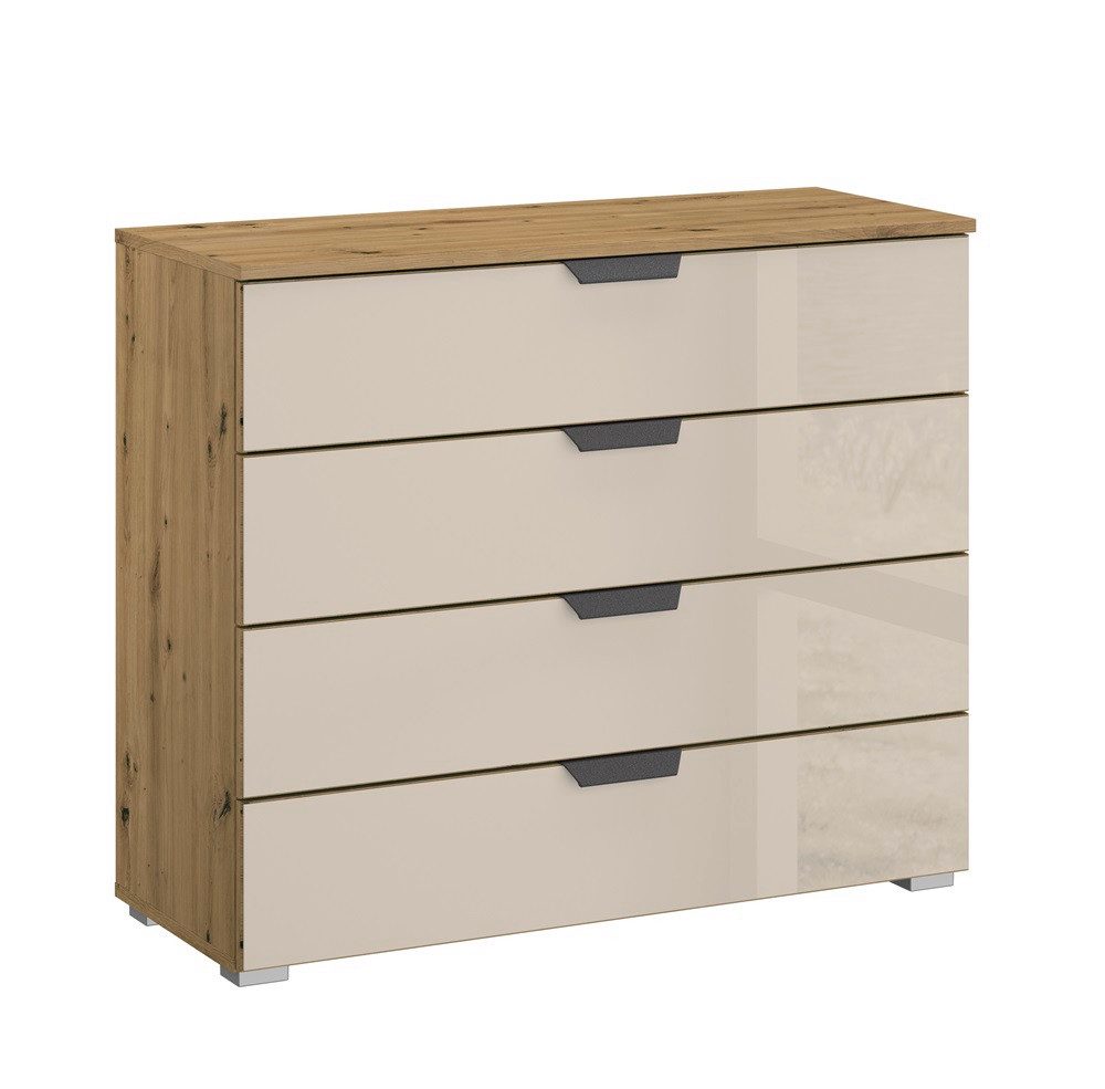 Sideboard Kommode Schrank Artemis, mit 4 Schubkästen, Eiche Artisan / champagn