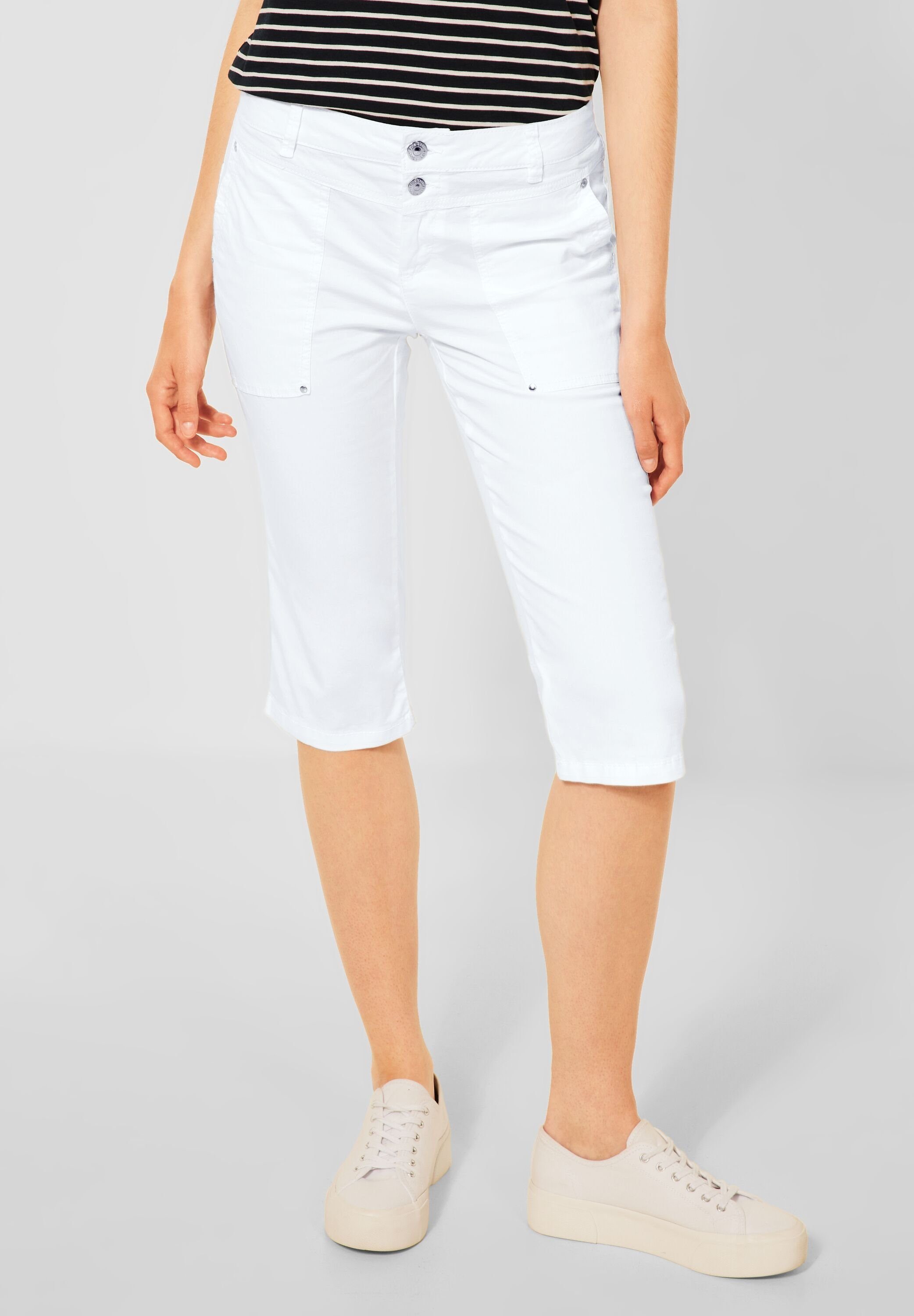 STREET ONE 3/4-Hose Street One Casual Fit Bermuda in White (1-tlg) Taschen