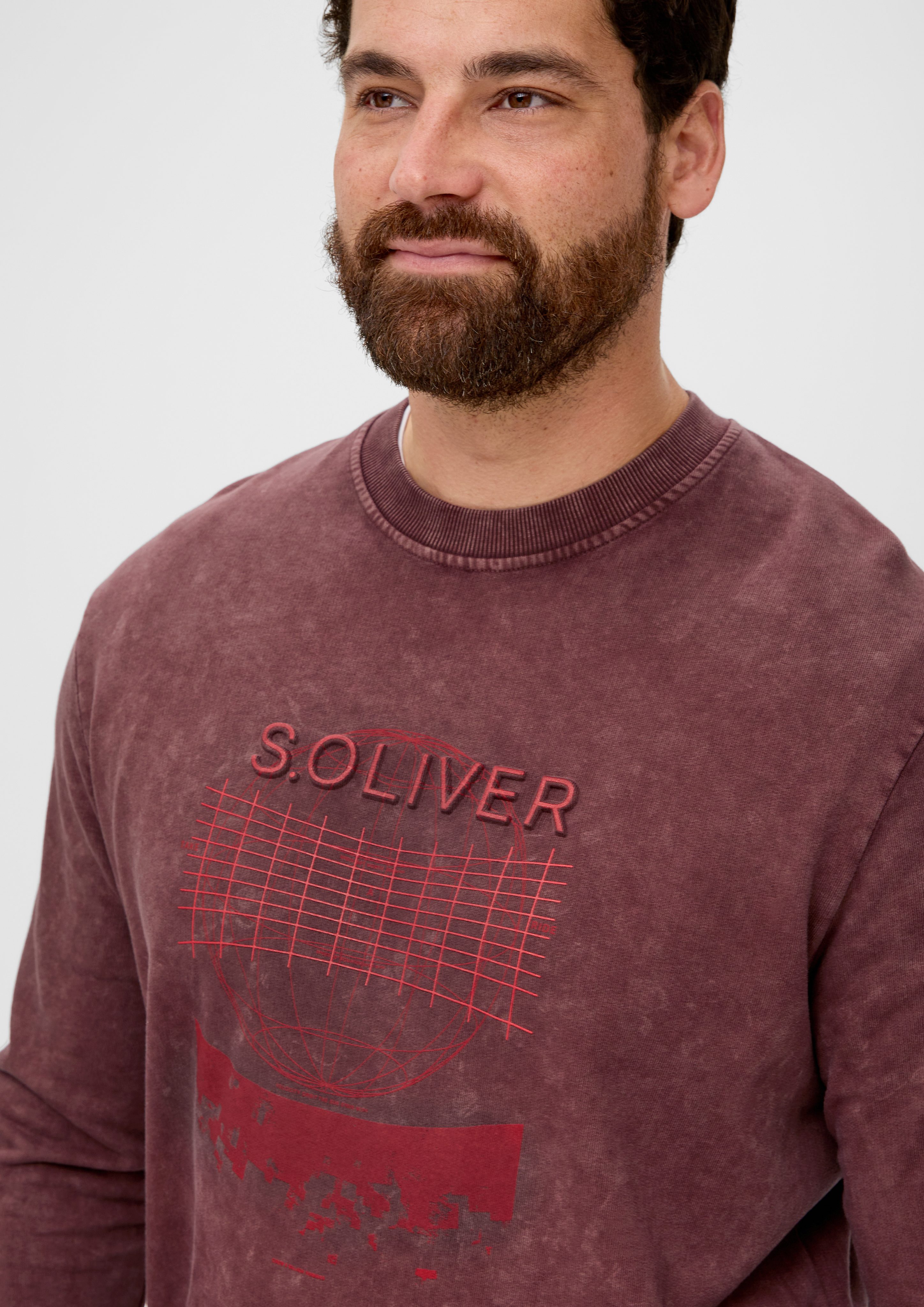 s.Oliver Grafik-Print Sweatshirt mit Sweatshirt rostrot