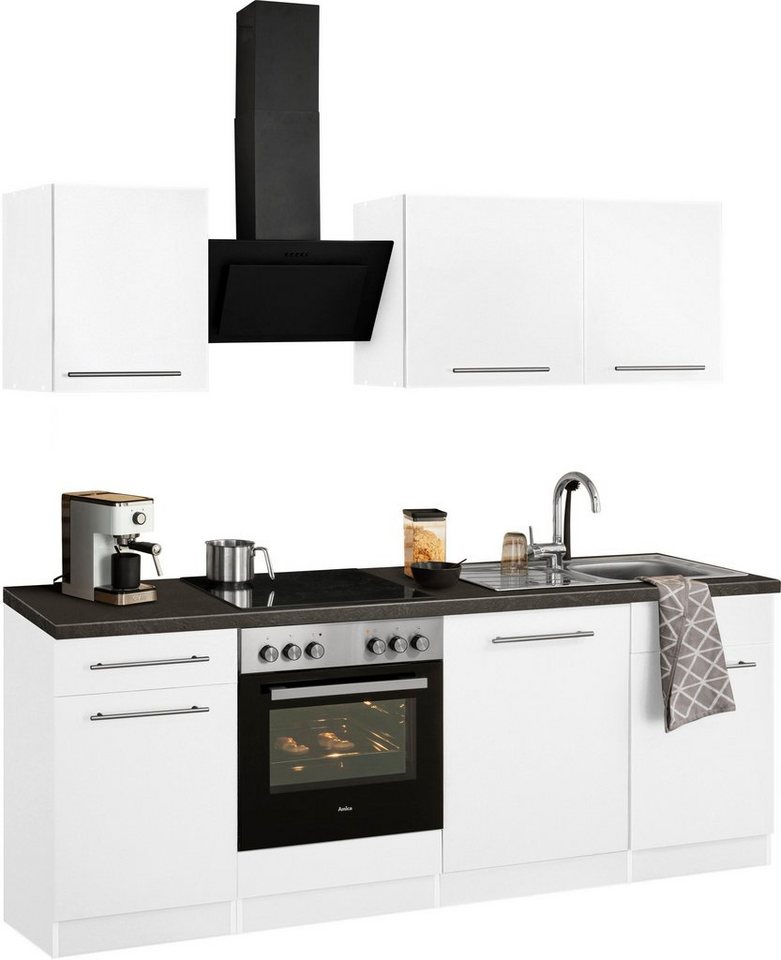 wiho Küchen Küchenzeile Unna, mit E-Geräten, Breite 220 cm, Beliebig um  weitere Schränke erweiterbar, z. B. auch über Eck