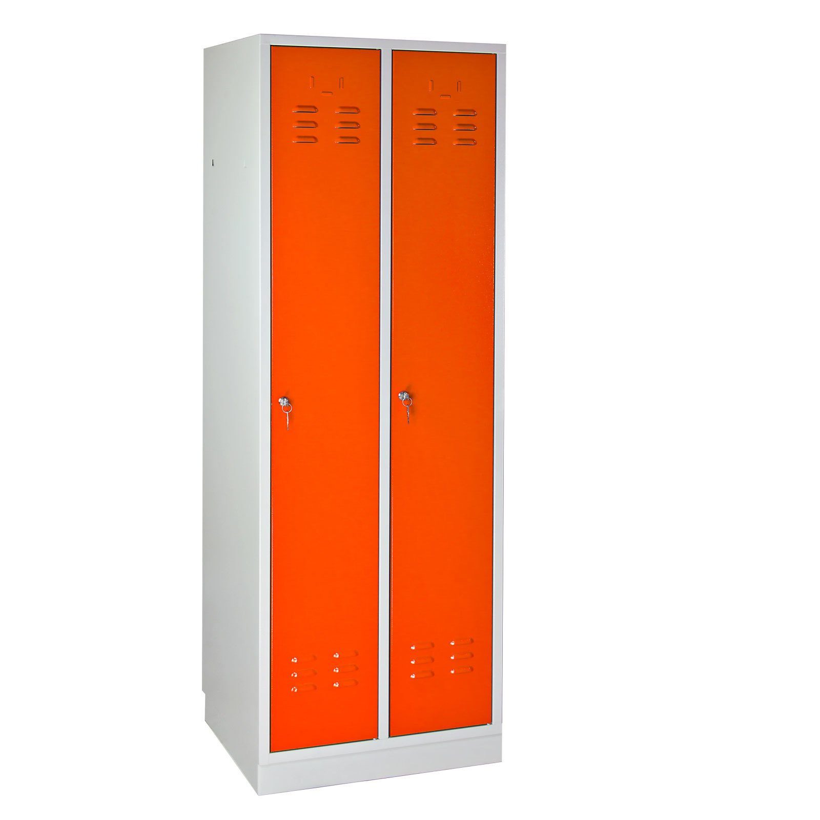 Garderobenschrank Hellrotorange 178x60x50cm, Grau/Orange HxBxT Ermine PROREGAL® Türen, Garderobenschrank 2 mit