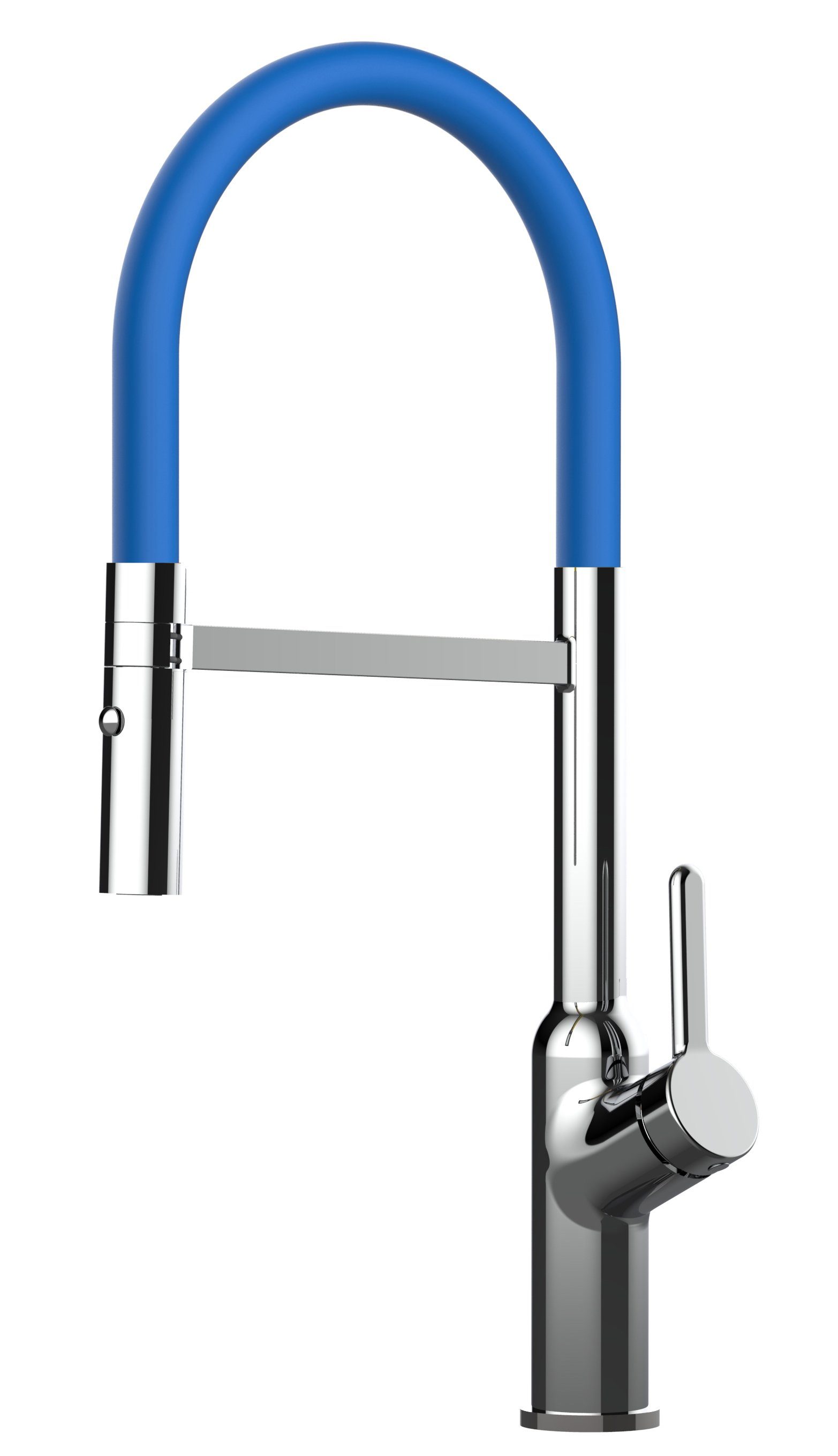 VIZIO Küchenarmatur Design Küchenarmatur chrom / 360° Verchromung, Brause Chrom abnehmbarer 2 schwenkbarem mit 2Strahl Hochdruck, mit Hochwertige Wasserhahn Auslauf und Brause Blau strahl