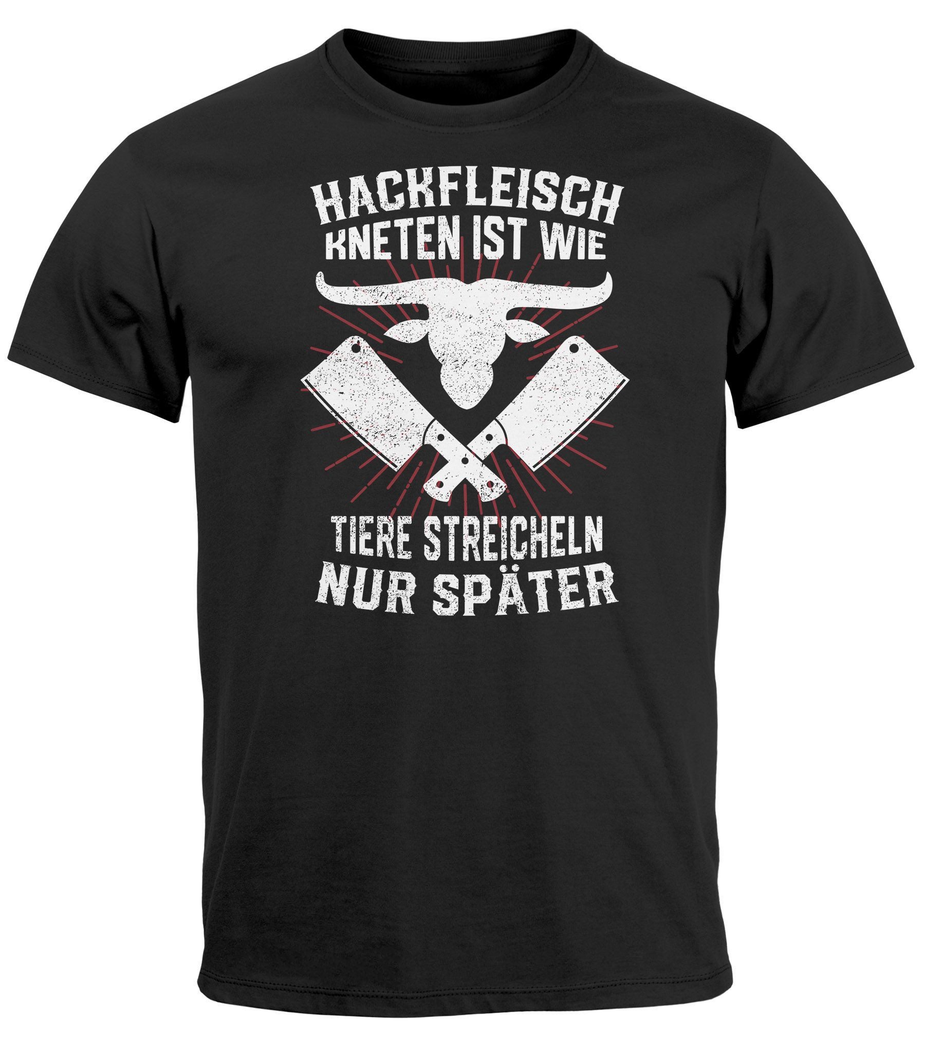 MoonWorks Print-Shirt Herren T-Shirt Hackfleisch kneten günstig online kaufen