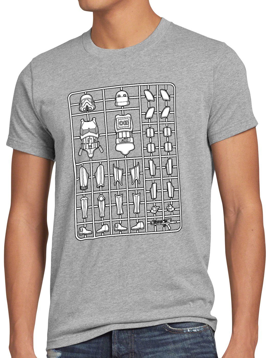 grau sturmtruppen imperium Stormtrooper meliert Herren Print-Shirt T-Shirt Bausatz style3