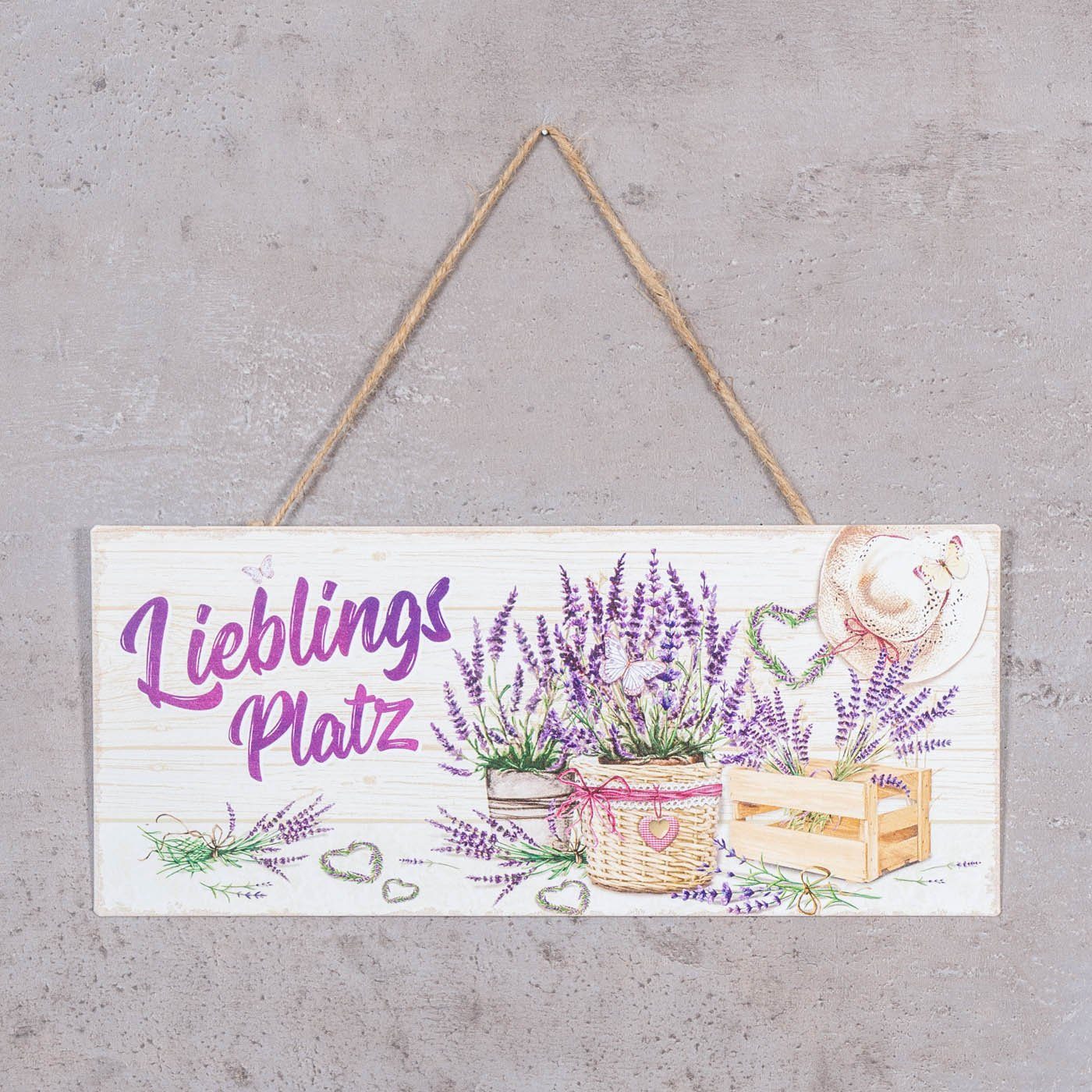 Levandeo® Metallbild, Metallschild Lieblingsplatz L30cm Lavendel günstig online kaufen