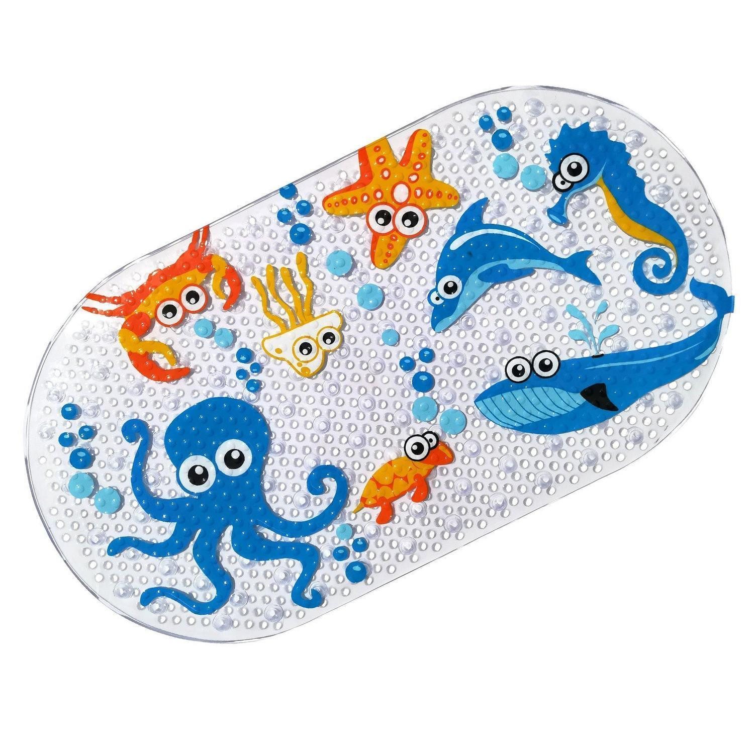 LuxusKollektion Wanneneinlage Badewannenmatte Kinder Krake 38x70cm, B: 38 cm, L: 70 cm