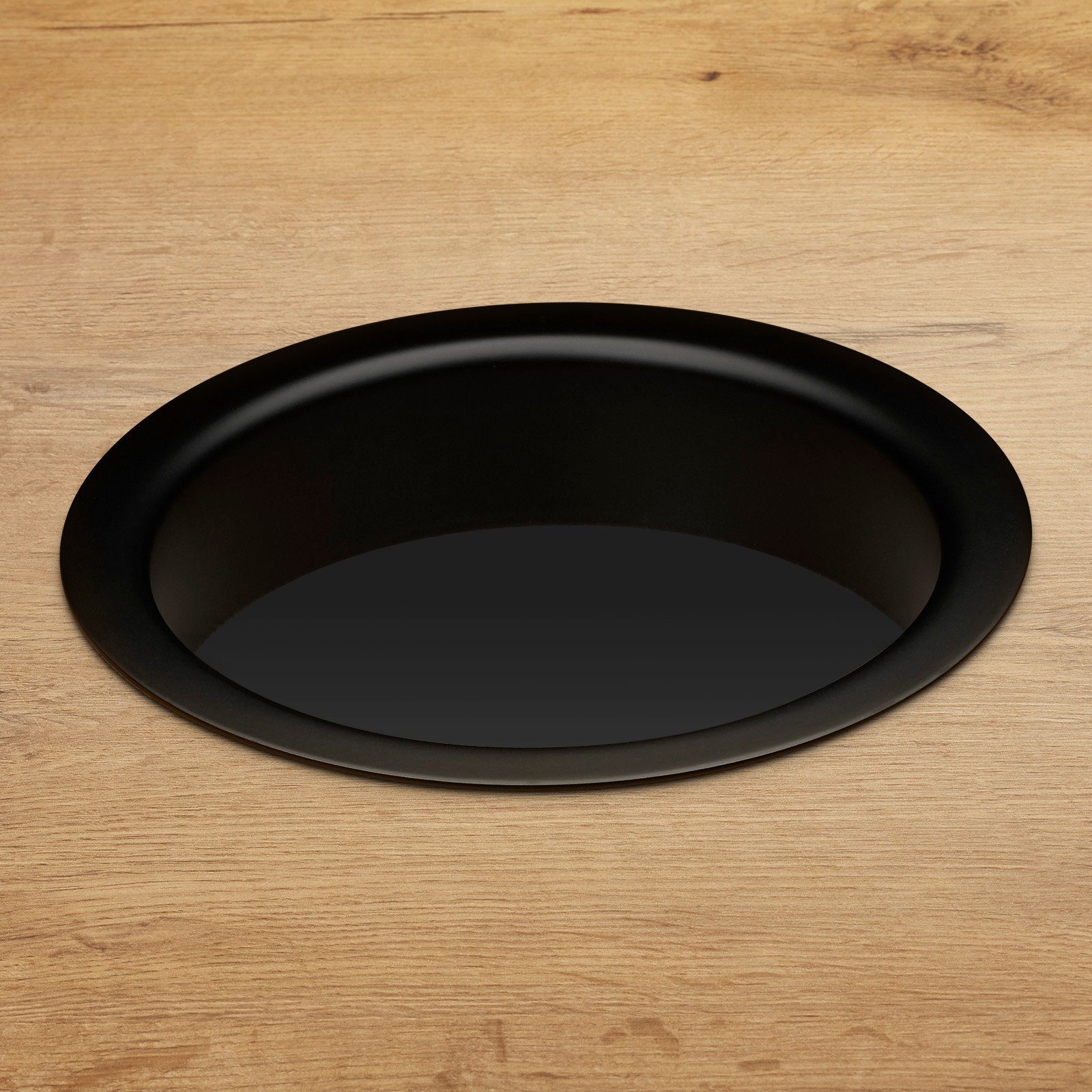 SO-TECH® Möbelbeschlag Durchwurfring Einfwurfring Edelstahl schwarz lackiert, Ø 180 mm, H 41,5 mm zum Einbau in Waschtisch / Arbeitsplatte