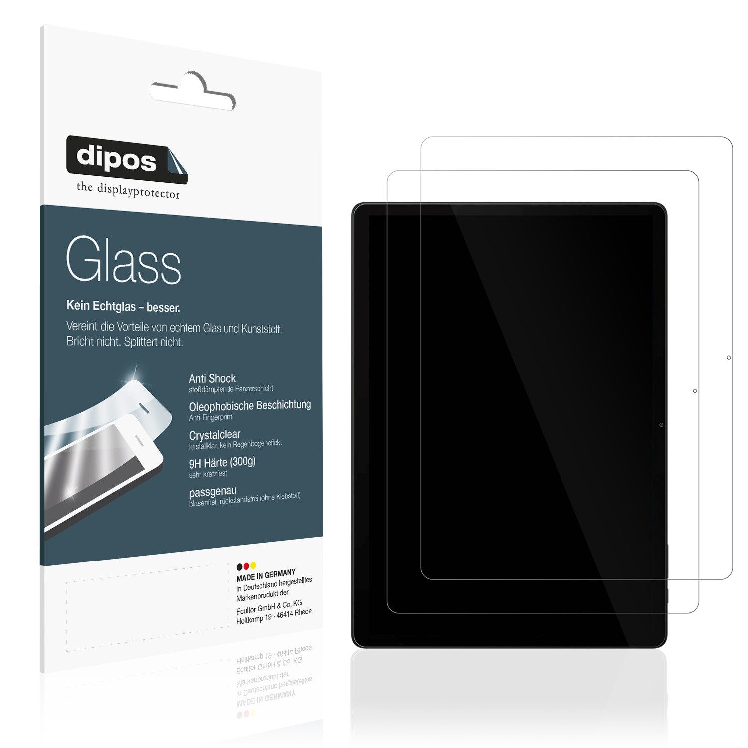 dipos Displayschutzfolie Schutzfolie für Doogee Tab 3 Max, 2 Stück, Displayschutz Schutz Folie Made in Germany