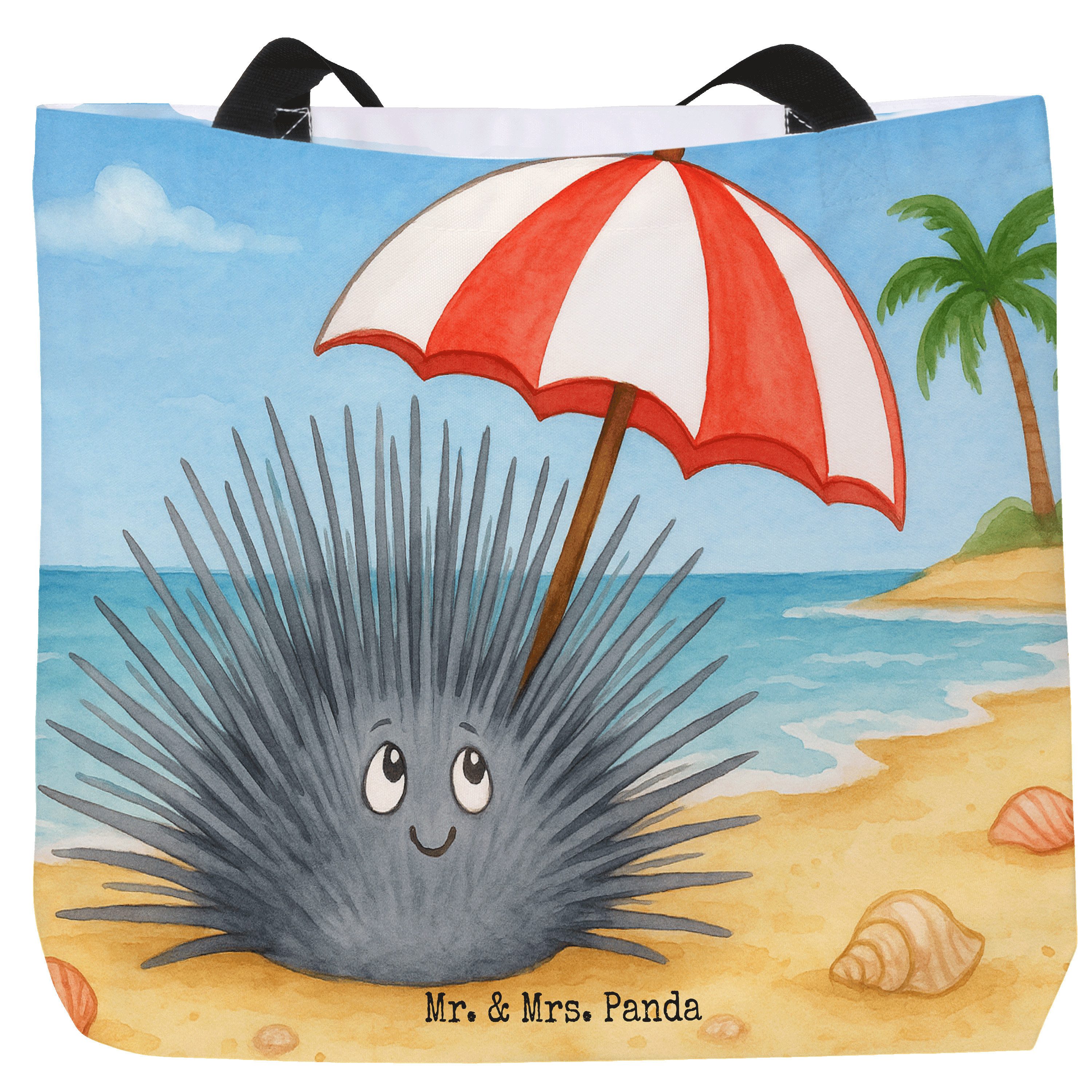 Shopper Seeigel Design, Reisetasche, Weiß, Hier und Jetzt, Meer, Strandtasche