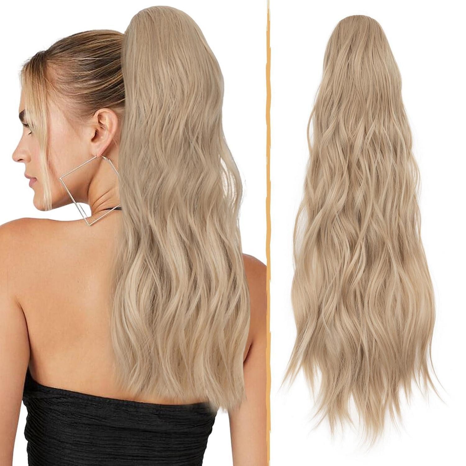 LuxusKollektion Kunsthaar-Extension Pferdeschwanz Haarteil 66cm Blond und Blond Aschblond gemischt