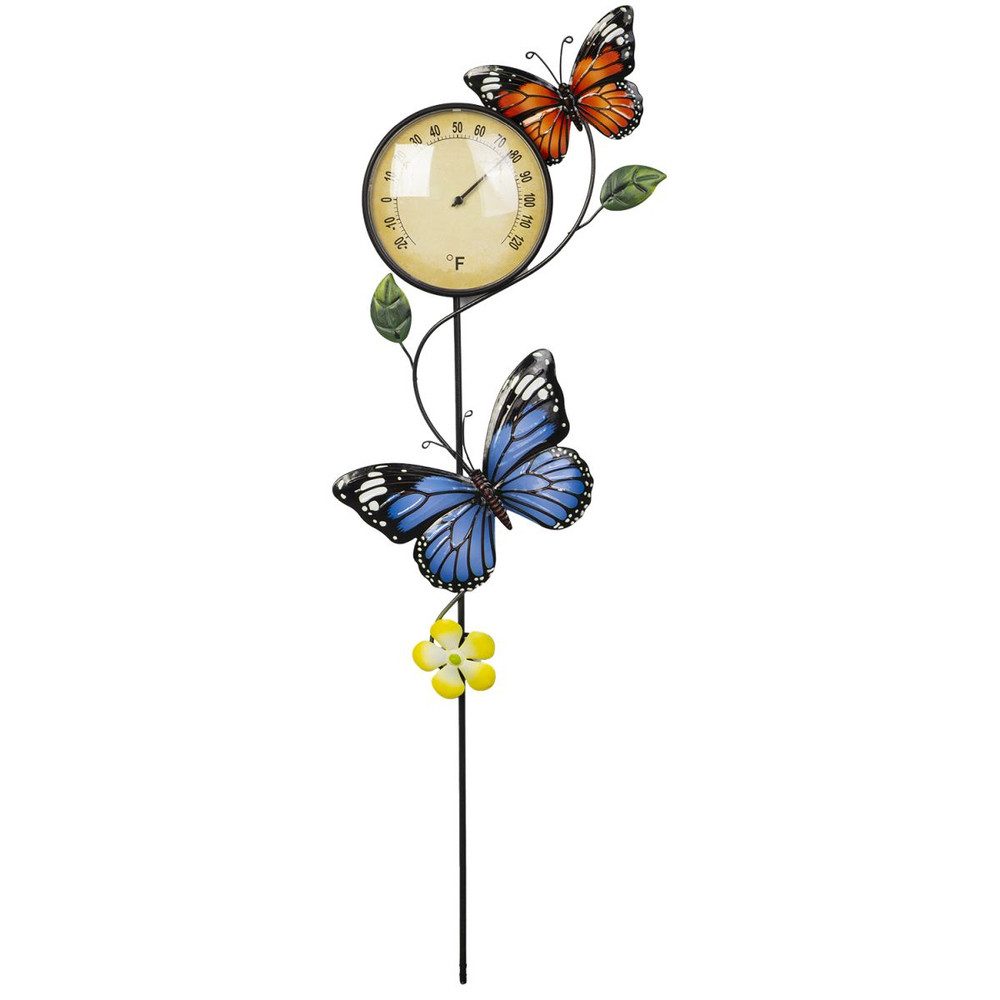 MICA Gartenstecker Blumenstecker mit Thermometer bunt - ca. 20 x 2,5 x 71 cm