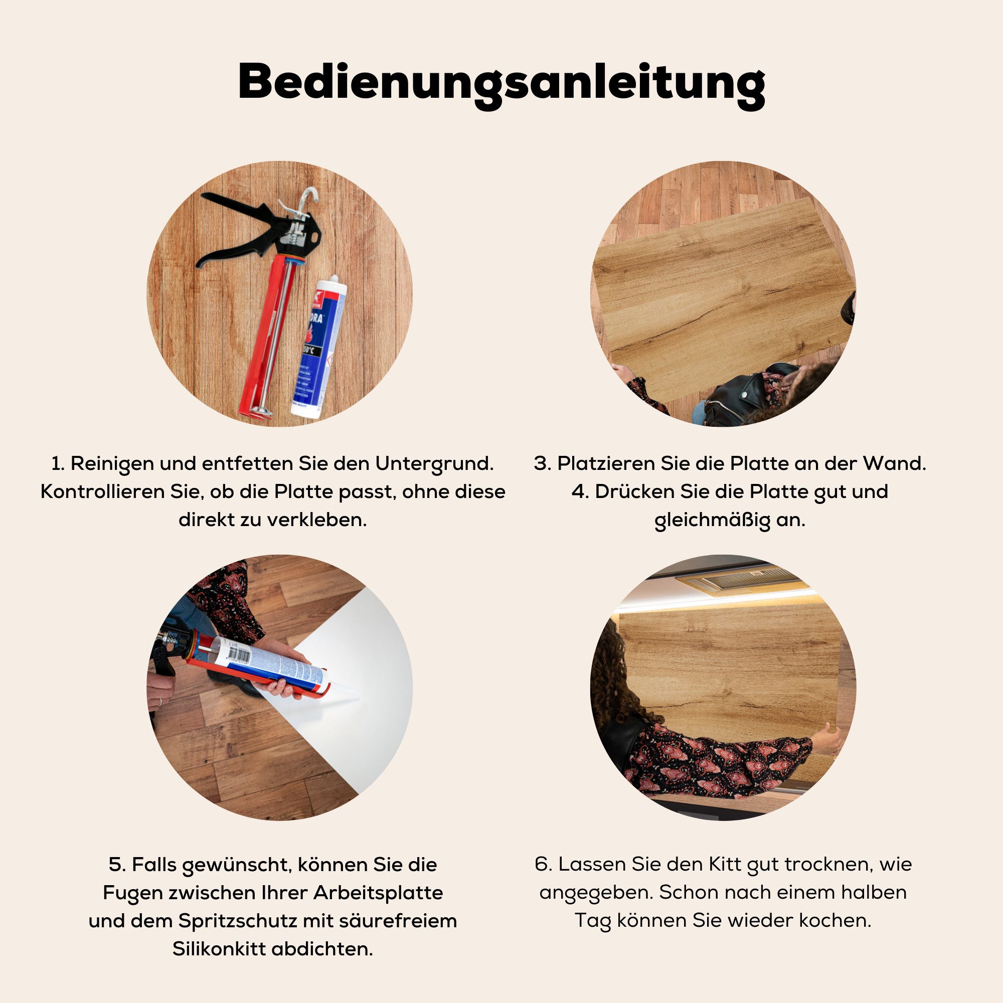 KitchenYeah Küchenrückwand Holzoptik/print - Braun - Holz, (1-tlg), Spritzschutz Küche, Küchendeko, 60x40 cm – Bild 5 von 5