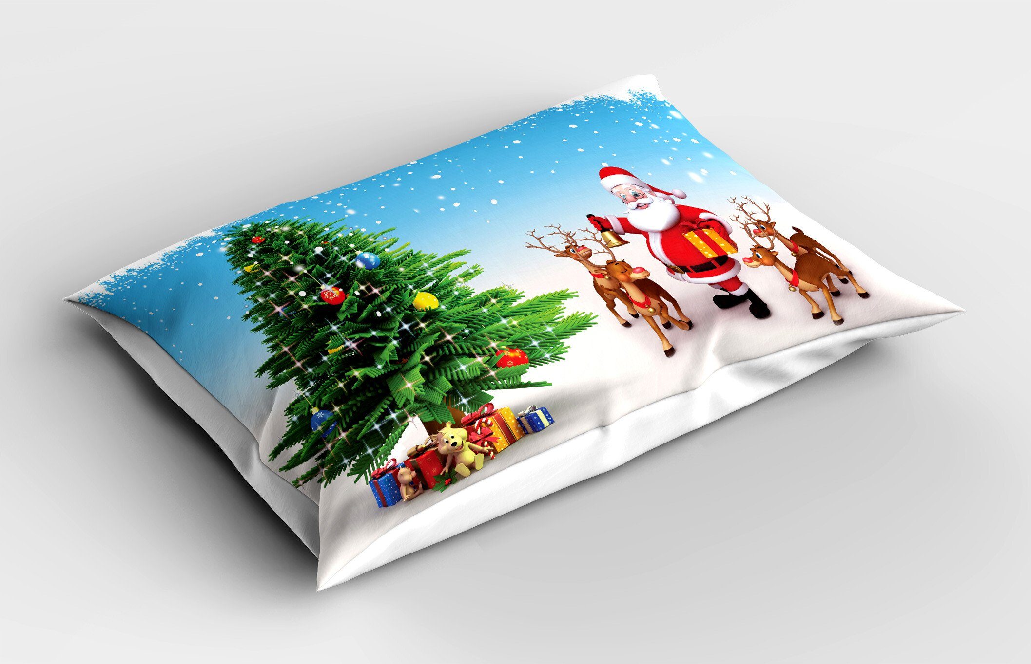 Abakuhaus Kissenbezug, Size Bells Weihnachtsmann Gedruckter Baum (1 Kissenbezüge Standard Stück), Dekorativer Jingle King