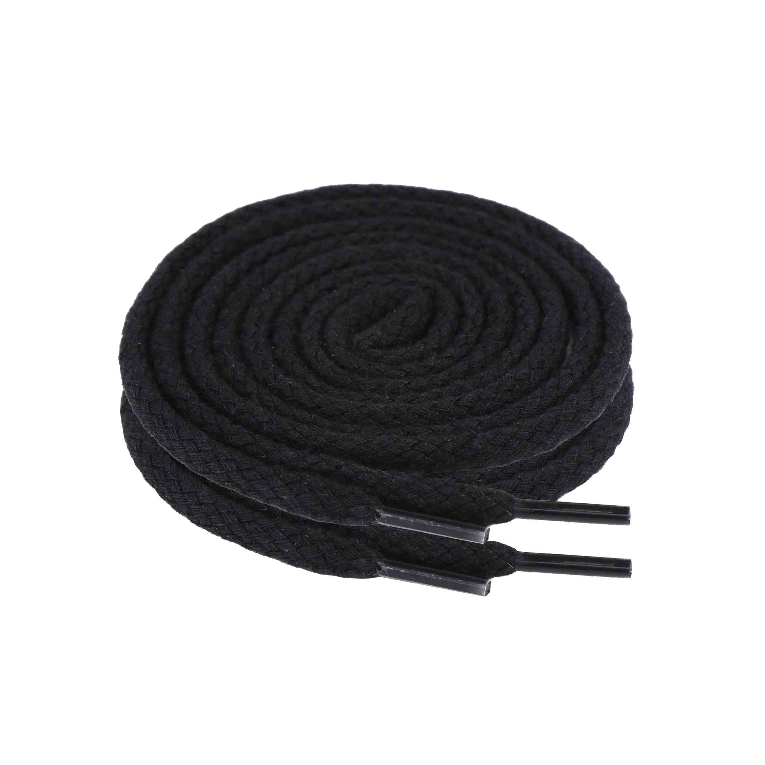 Schnürsenkel Schwarze runde Baumwoll-Schnürsenkel 90cm – Ersatz für Sneakers & Allt