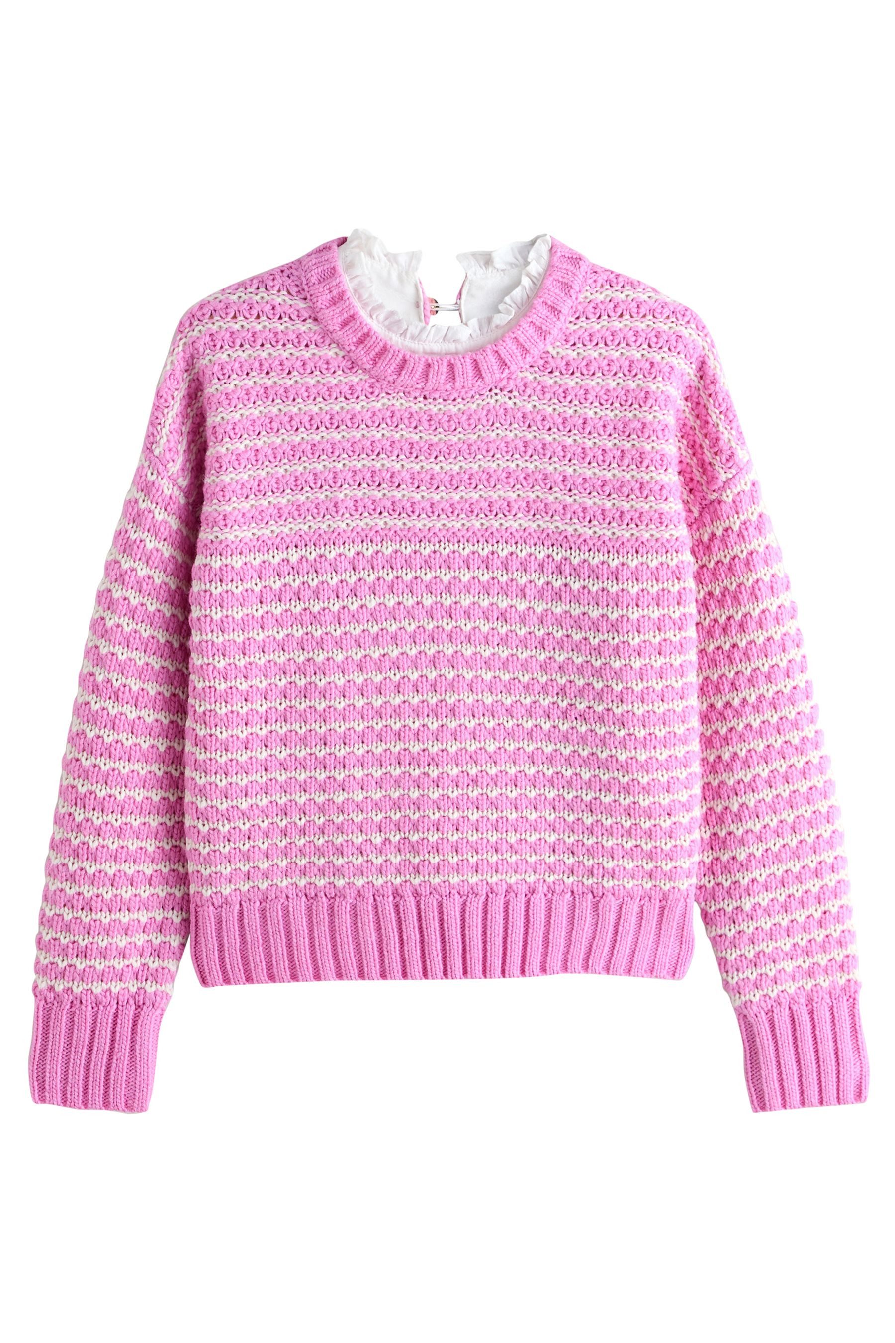 Next Strickpullover Pullover mit Kräuselkragen, Kurzgröße (1-tlg)