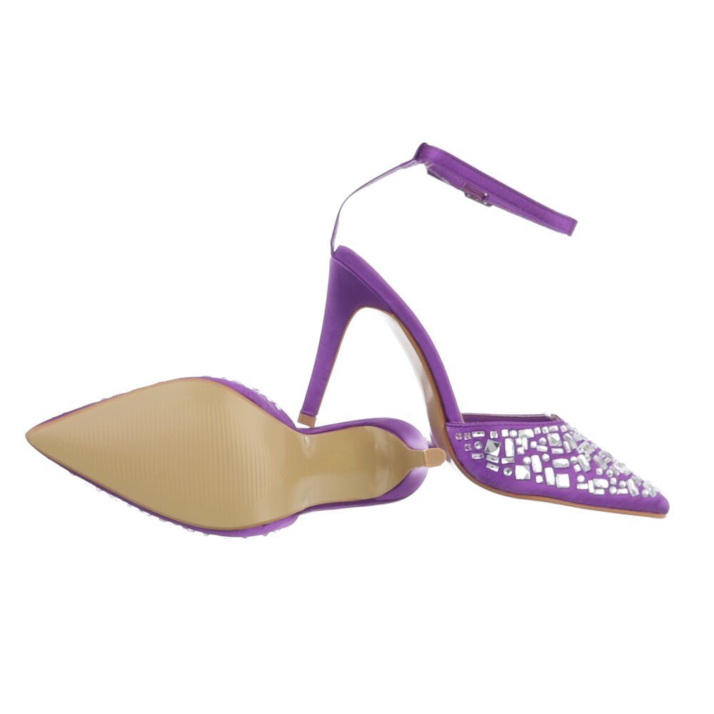 Ital-Design Damen Abendschuhe Party & Clubwear Schnürpumps Pfennig-/Stilettoabsatz High Heel Pumps in Lila