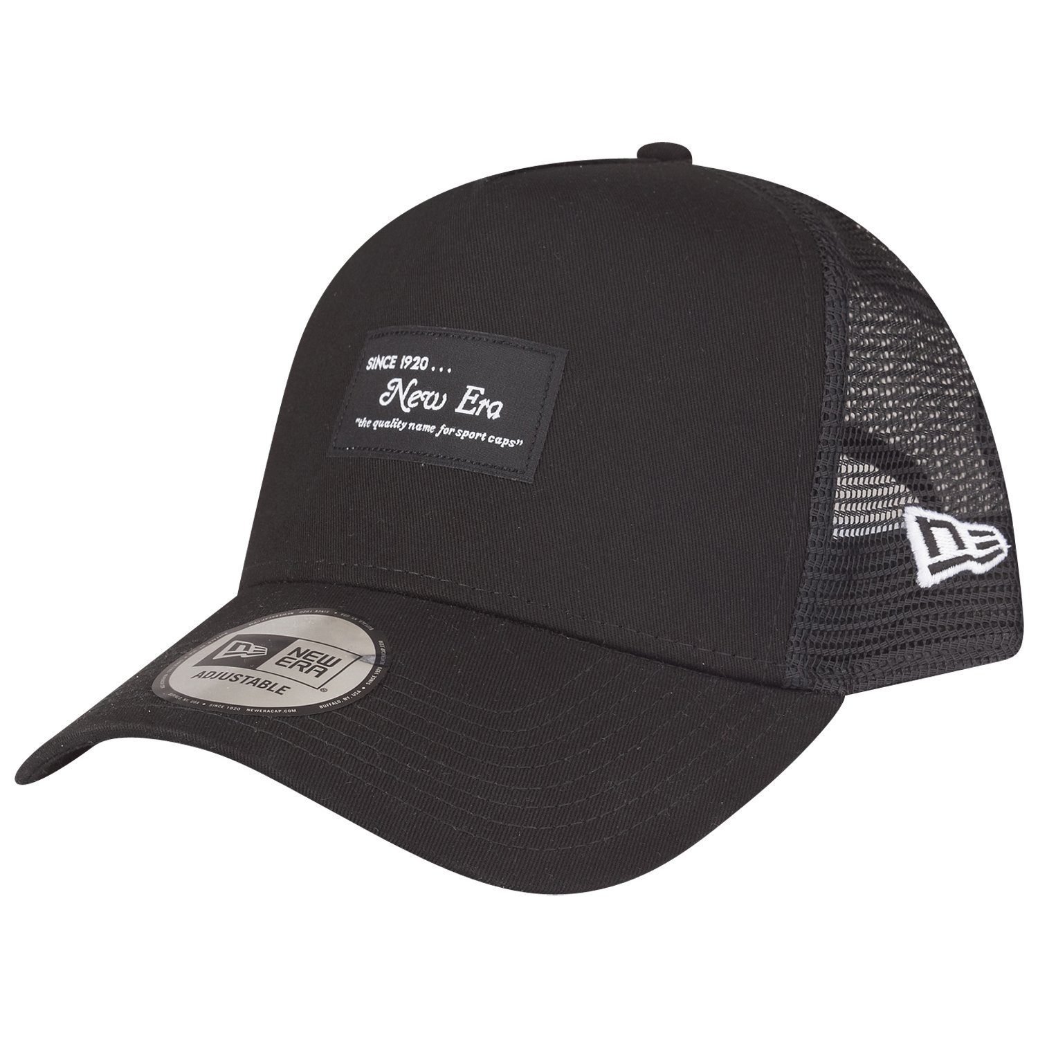 New Era Trucker Cap AFrame Trucker BRAND LOGO PATCH Schwarz