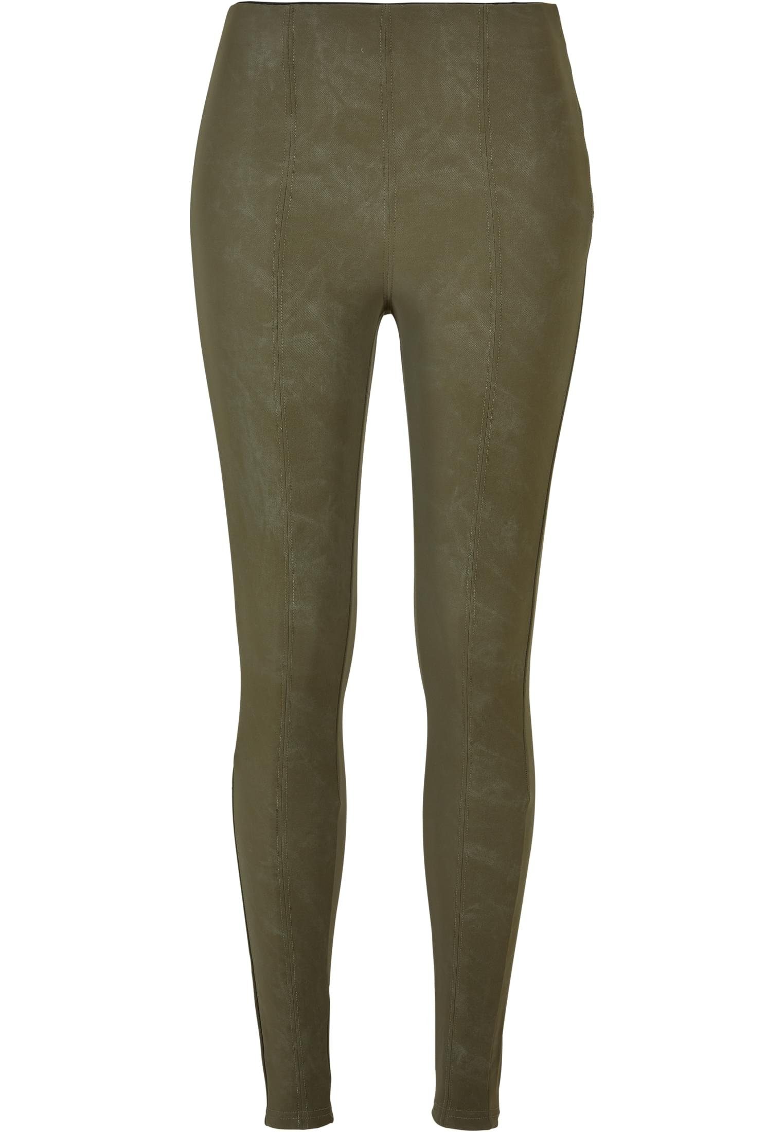 Damen Faux URBAN Ladies CLASSICS (1-tlg) olive Leather Washed Leggings Pants