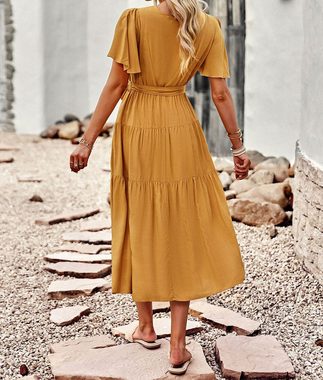 AFAZ New Trading UG Sommerkleid Langes Damenkleid, elegantes Sommerkleid in A-Linie Lockere lange Röcke für Damen, weiche Kleider, bezaubernde Kleider