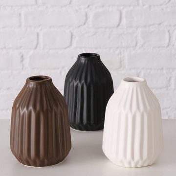 BOLTZE Dekovase Deko Vasen 3er Set aus Keramik Braun Schwarz Weiß
