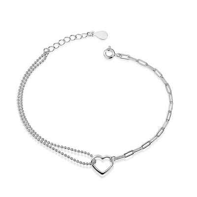Materia Armkette Damen Herz Armband Silber längenverstellbar SA-6, 925 Sterling Silber