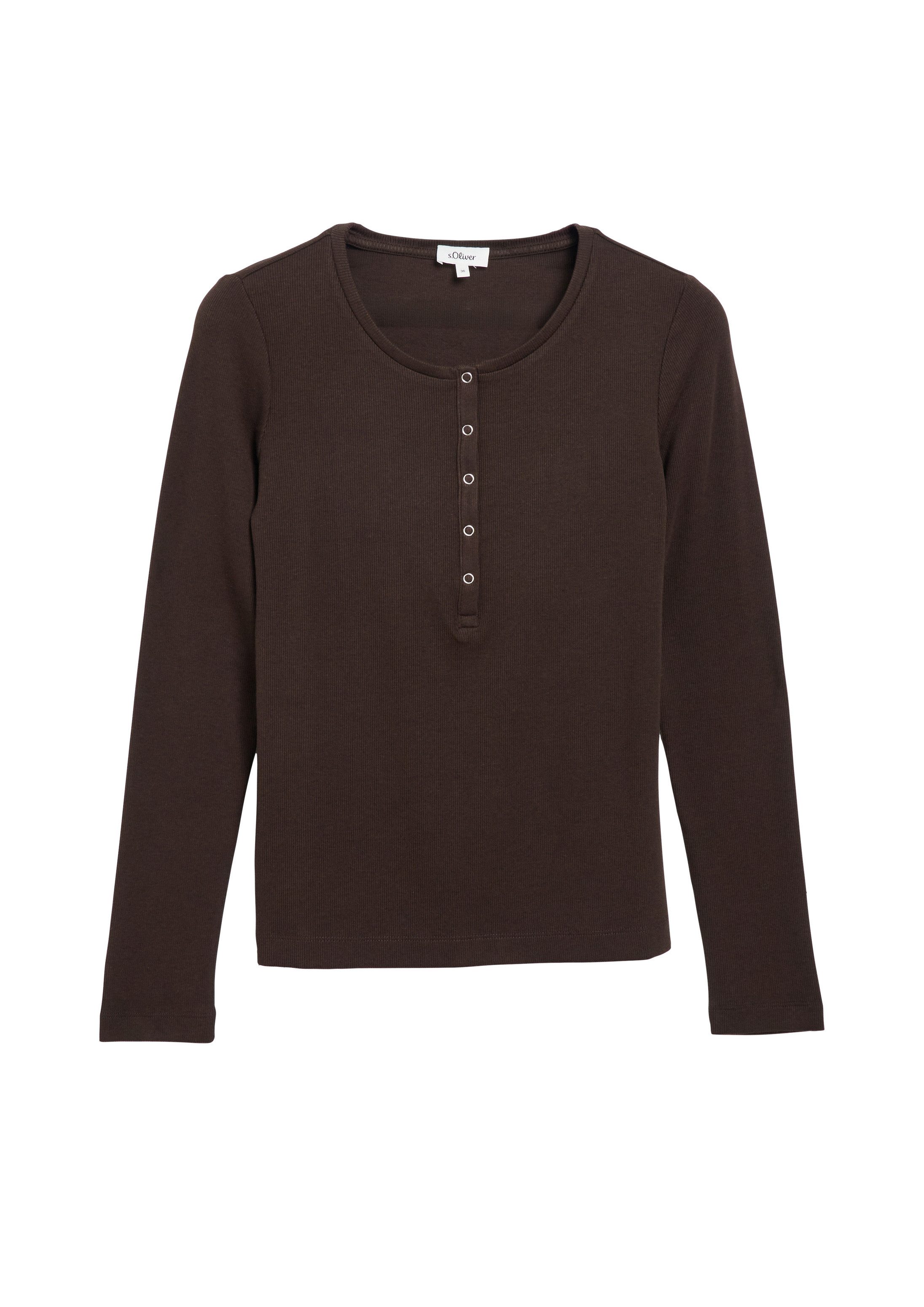 s.Oliver Langarmshirt T-Shirt Ripp-Langarmshirt mit Knopfleiste im Slim Fit