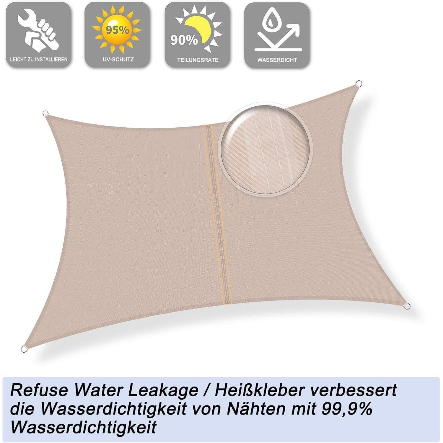 LuxusKollektion Sonnensegel Sonnensegel Rechteckig Wasserdicht 95 UV Schutz Garten 3.5x5 Taupe