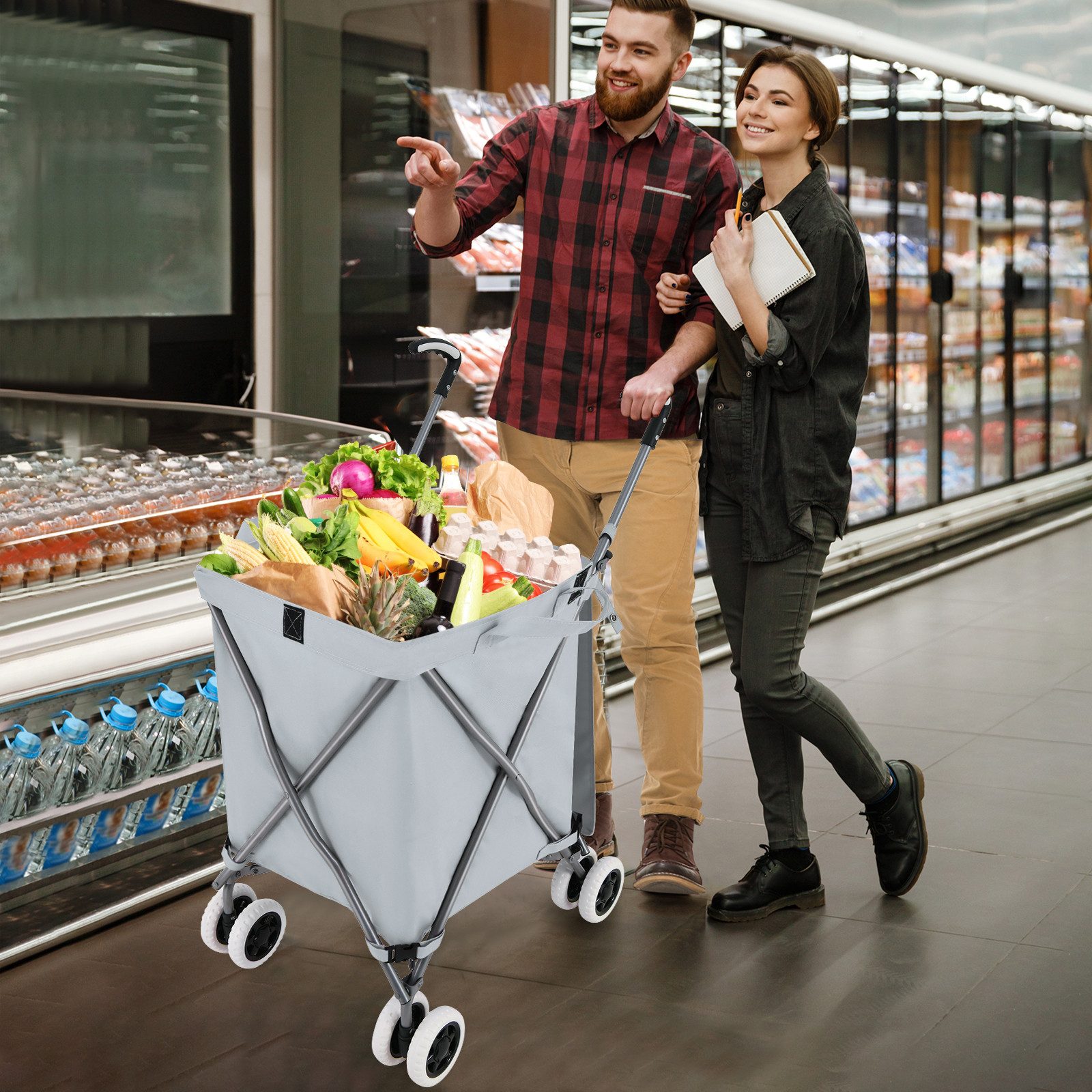 COSTWAY Einkaufstrolley, 90 l, bis 55 günstig online kaufen