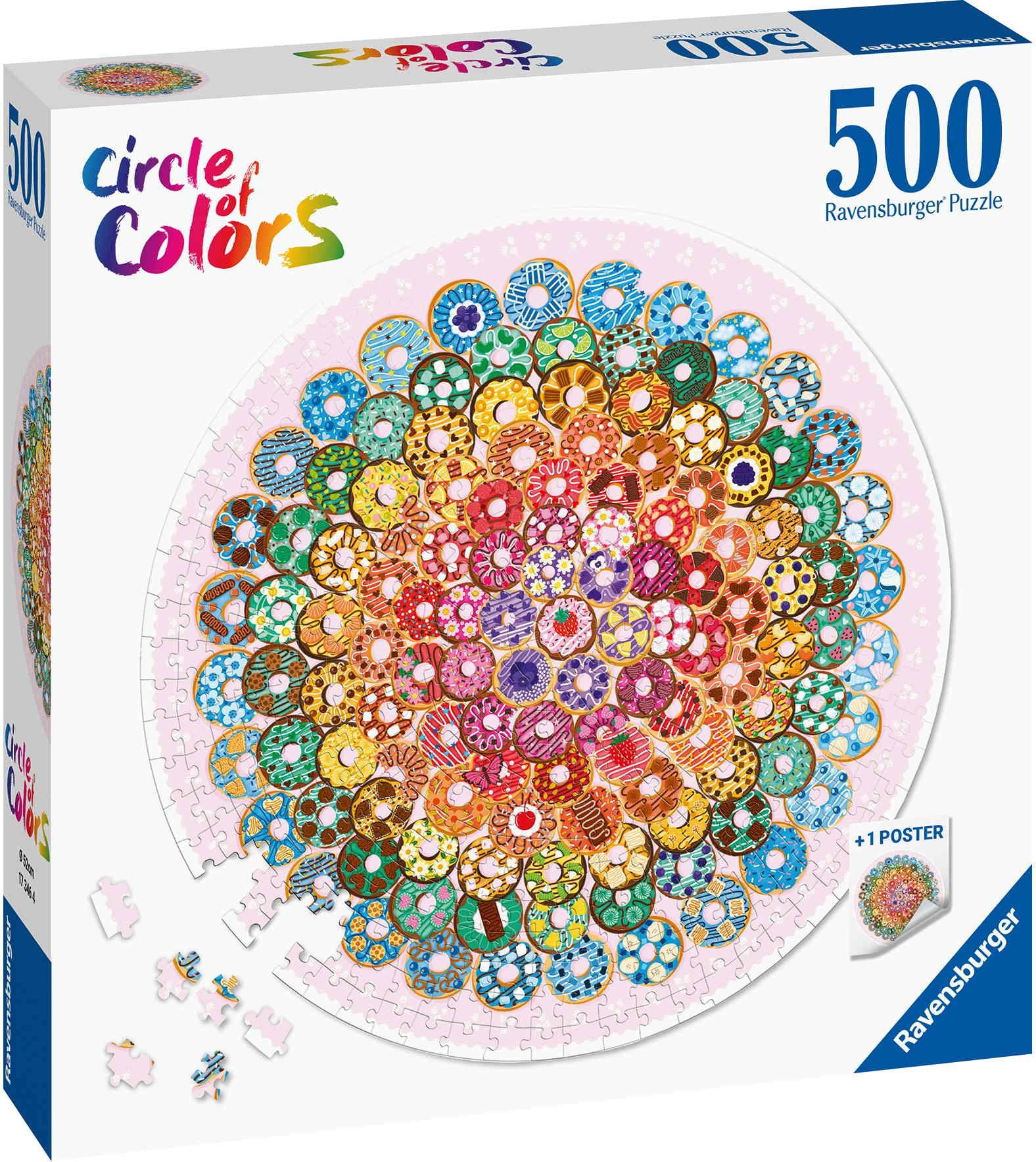 Ravensburger Puzzle 500 Teile Puzzle rund Circle of Colors Donuts 17346,  500 Puzzleteile