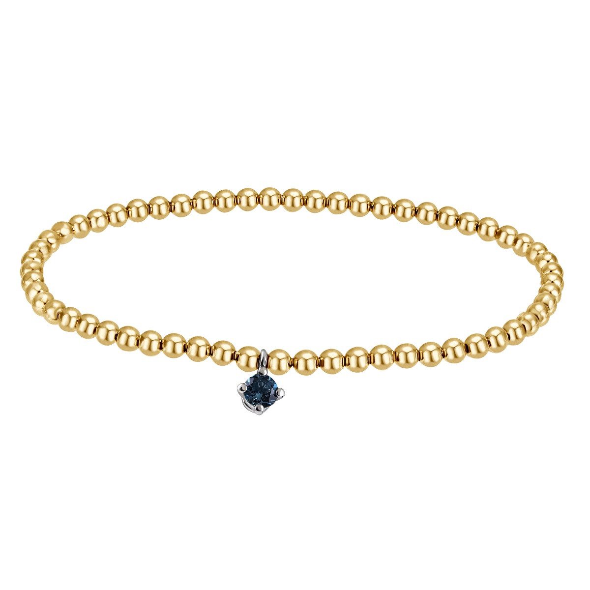 Reflexion Diamonds Goldarmband in 585/- Gelbgold mit Londontopas-Anhänger, Kugelarmband mit Weißgold Anhänger mit London-Topas in Krappenfassung