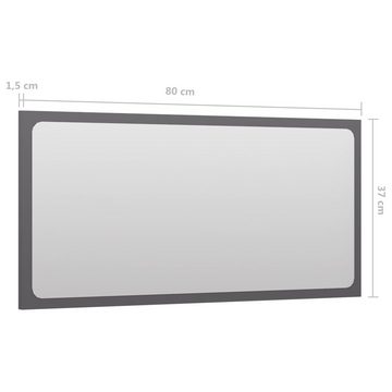 vidaXL Badezimmerspiegelschrank Badspiegel Hochglanz-Grau 80x1,5x37 cm Holzwerkstoff (1-St)