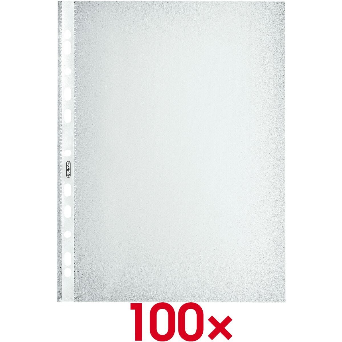 Herlitz Prospekthülle, 100 Stück, genarbt, Format A4, Eurolochung, oben offen