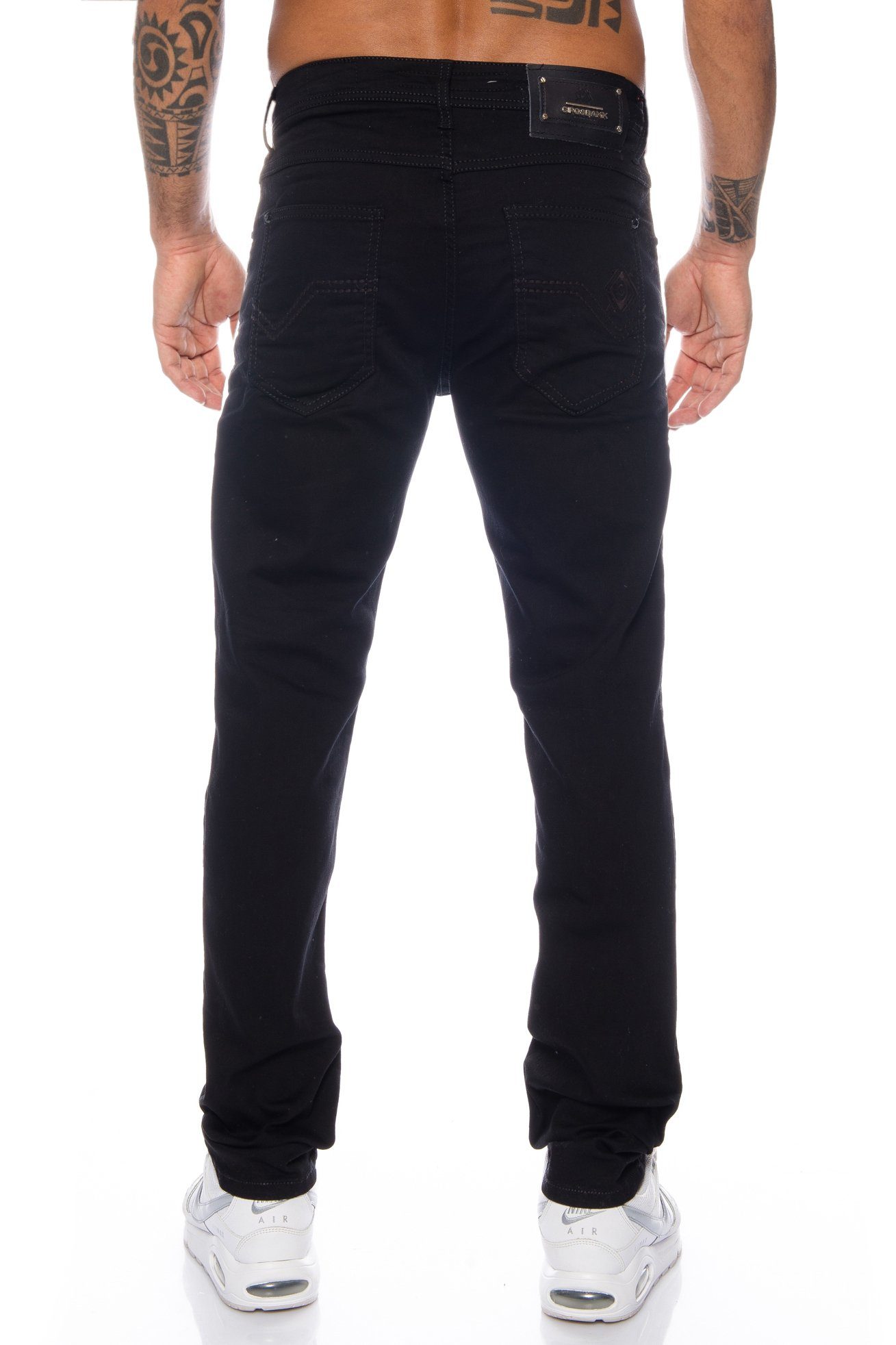 Cipo & Baxx Slim-fit-Jeans Herren Material im Nähten basic angenehmen Jeans mit Look für Tragekomfort dicken dezenten Hose Elastisches